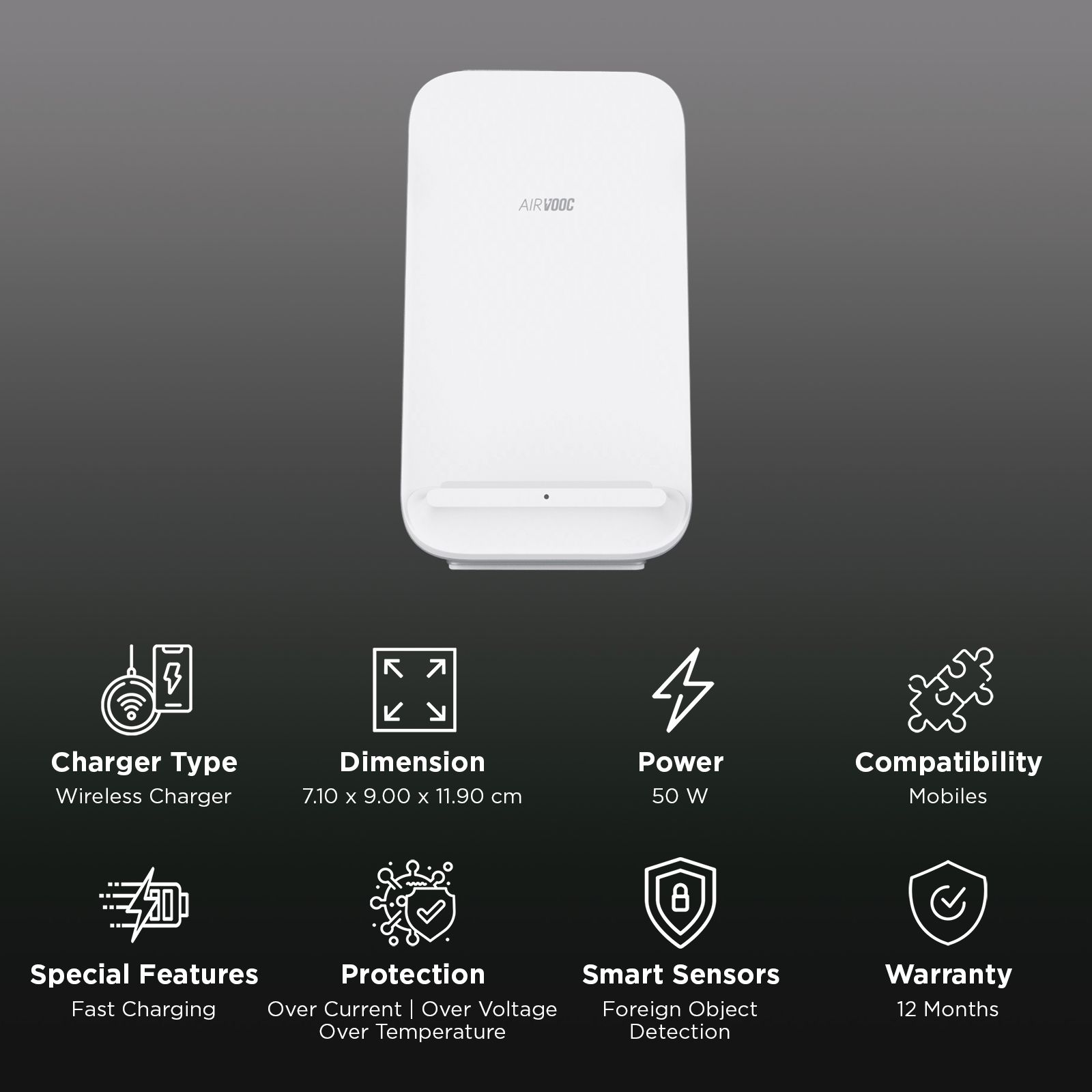 OnePlus AIRVOOC 50W Wireless Charger for Android (Over Temperature Protection, White)_2