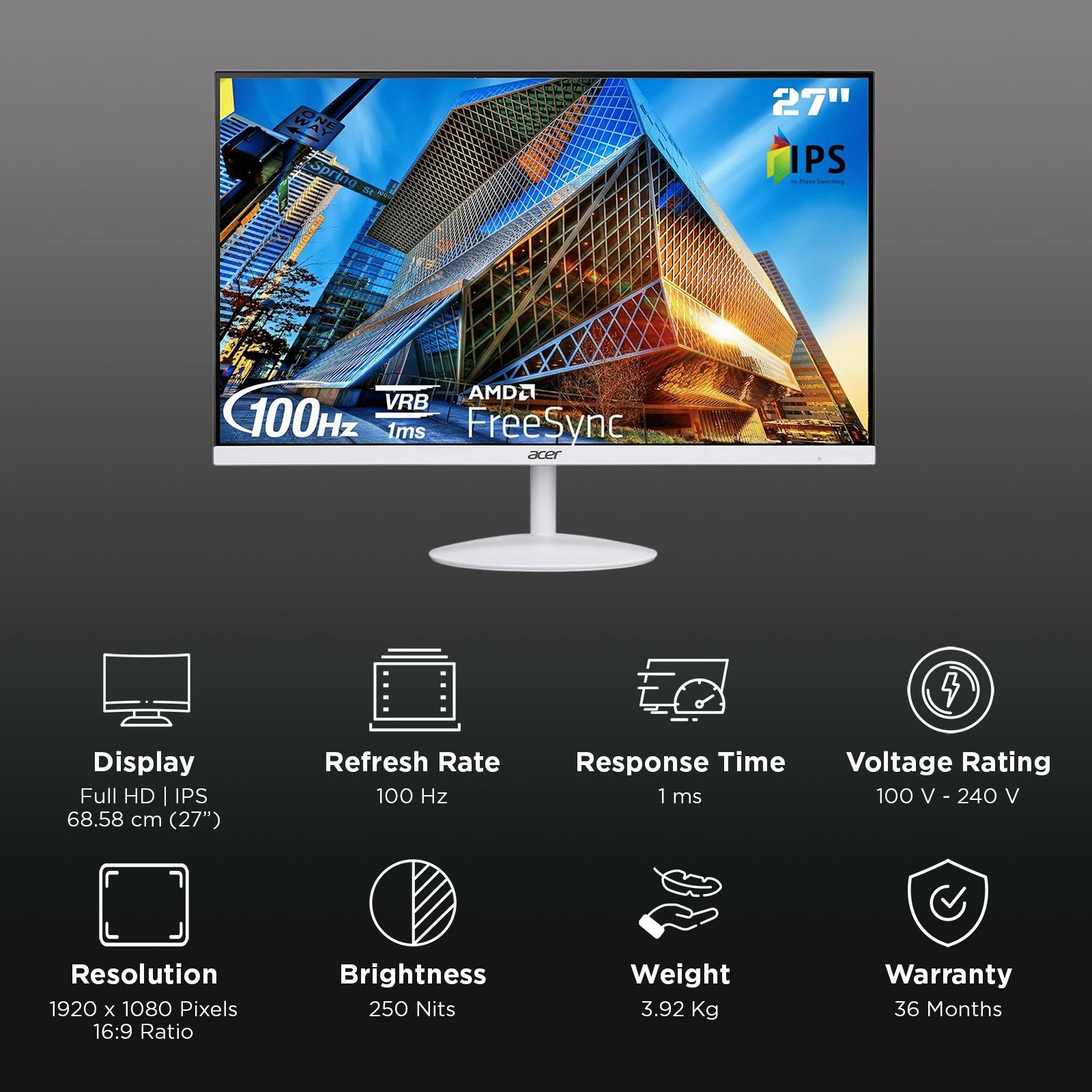 acer SA2 68.58 cm (27 inch) Full HD IPS Panel Ultra Thin Gaming Monitor with AMD Free Sync_3