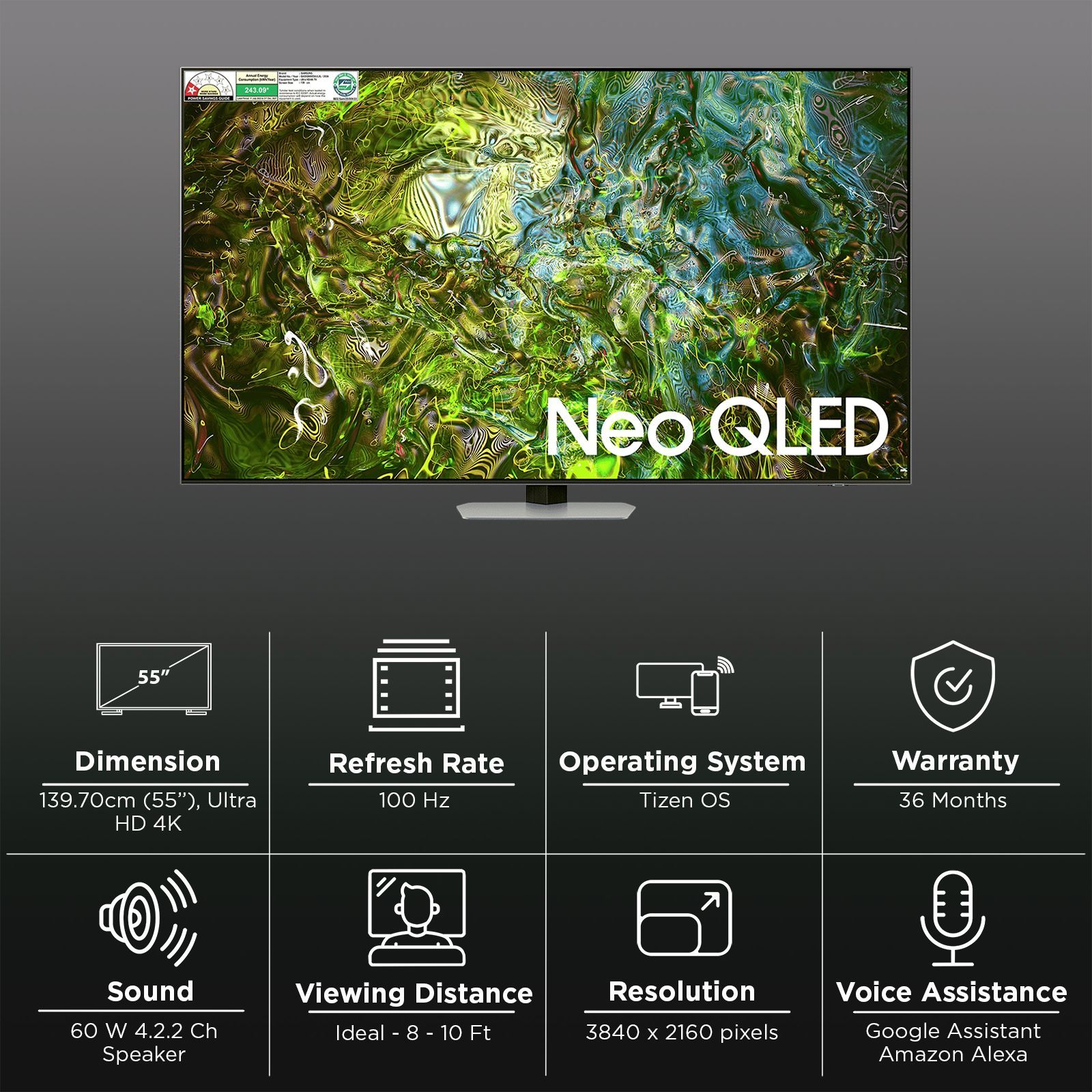 SAMSUNG QN90D 139.7 cm (55 inch) Neo QLED 4K Ultra HD Smart Tizen TV with Quantum Matrix Technology (2024 model)_3