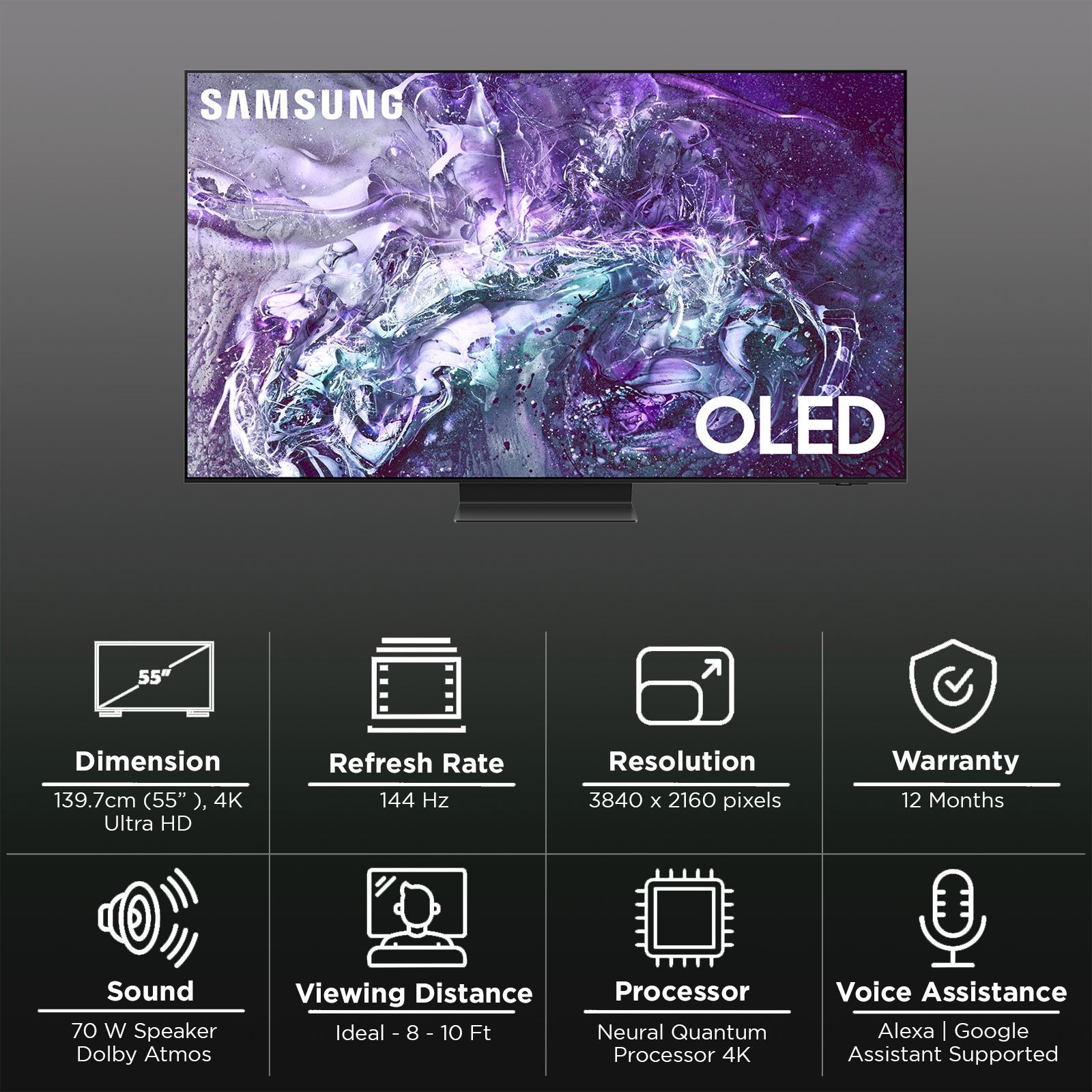 SAMSUNG 9 139.7 cm (55 inch) 4K Ultra HD LED Smart Tizen TV with Voice Assistant (2024 model) SAMSUNG 9 139.7 cm (55 inch) 4K Ultra HD LED Smart Tizen TV with Voice Assistant (2024 model)_3