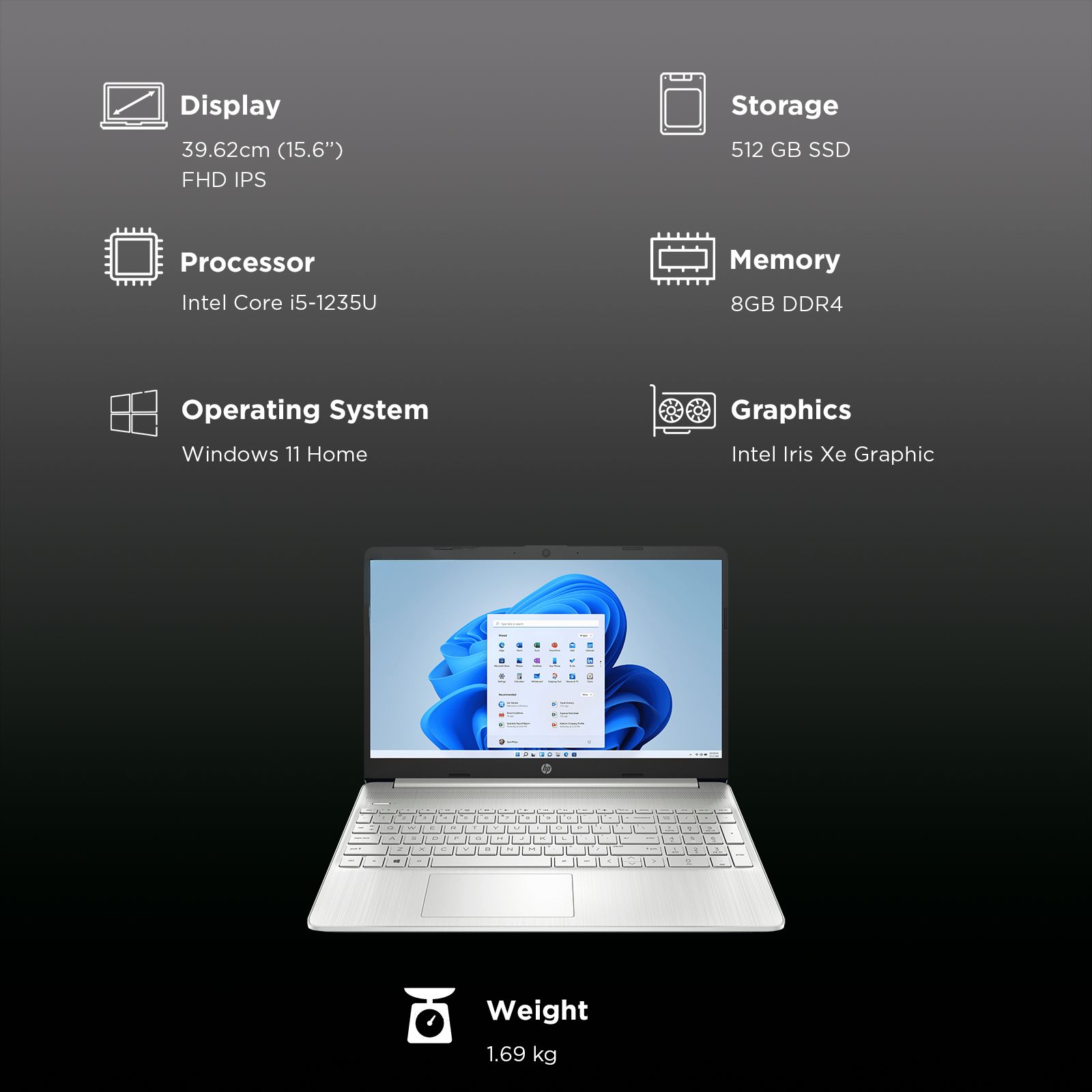 HP 15s-fr5007TU Intel Core i5 12th Gen Thin and Light Laptop (8GB, 512GB, Windows 11 Home, 15.6 inch Full HD IPS Display, MS Office Home & Student 2021, Natural Silver, 1.69 KG) HP 15s-fr5007TU Intel Core i5 12th Gen Thin and Light Laptop (8GB, 512GB, Windows 11 Home, 15.6 inch Full HD IPS Display, MS Office Home & Student 2021, Natural Silver, 1.69 KG)_3