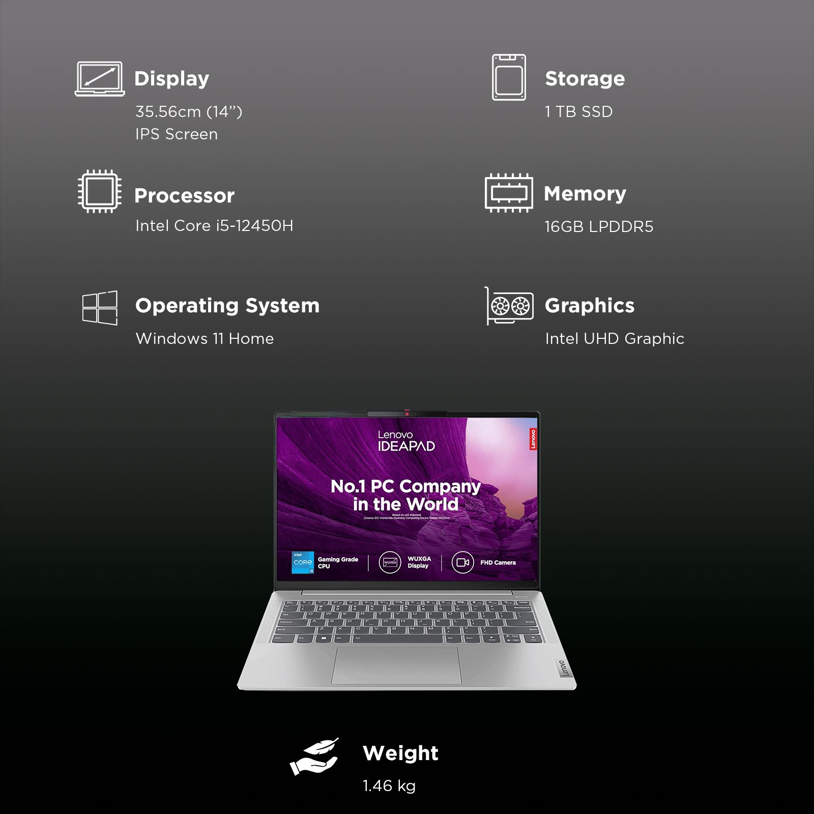 Lenovo IdeaPad Slim 5 14IAH8 Intel Core i5 12th Gen Laptop (16GB, 1TB SSD, Windows 11 Home, 14 inch WUXGA IPS Display, MS Office 2021, Cloud Grey, 83BF0045IND) Lenovo IdeaPad Slim 5 14IAH8 Intel Core i5 12th Gen Laptop (16GB, 1TB SSD, Windows 11 Home, 14 inch WUXGA IPS Display, MS Office 2021, Cloud Grey, 83BF0045IND)_3