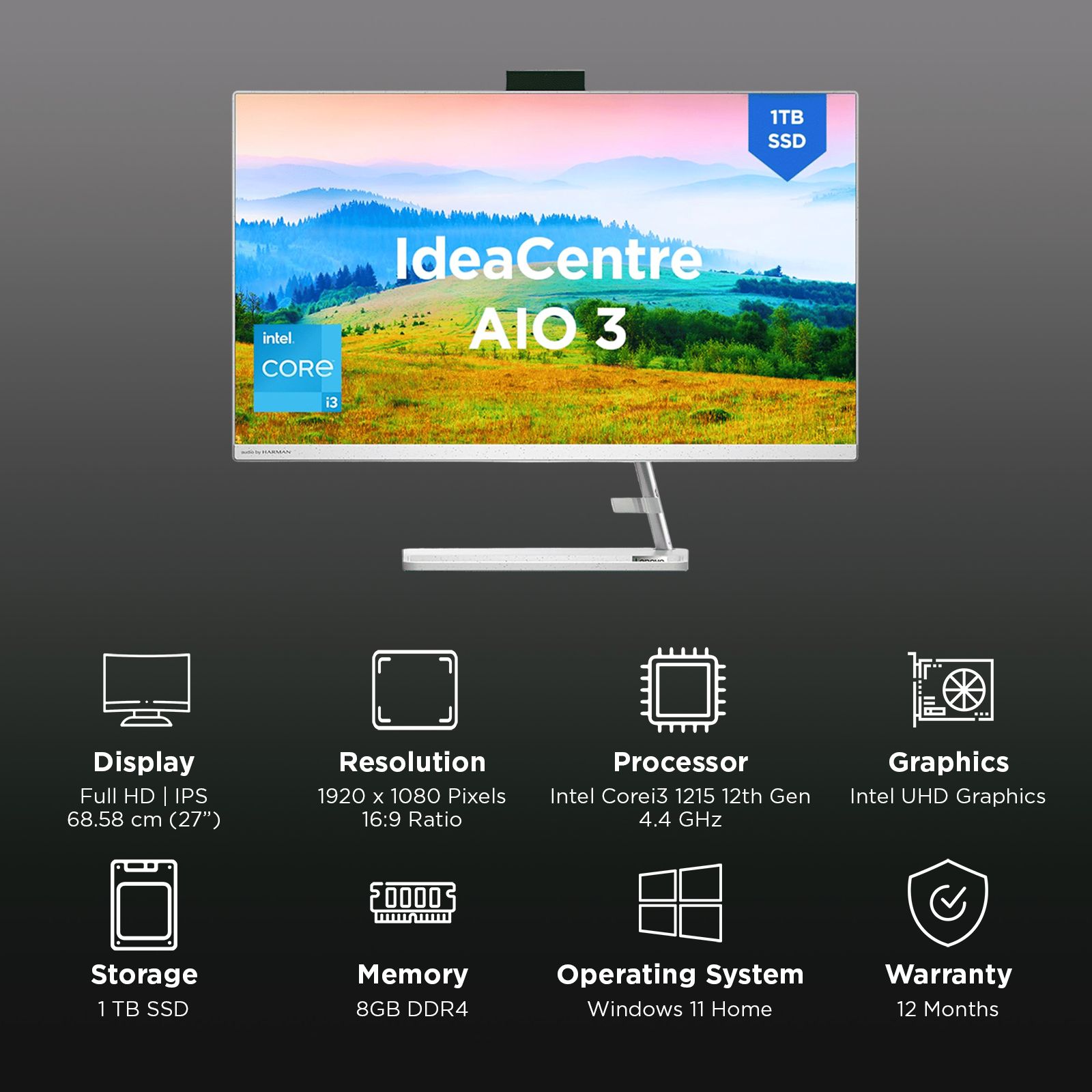 Lenovo DT IC AIO 3 27IAP7 I31215U 3 27 Inch Full HD IPS Display Intel Core i3 12th Gen Windows 11 Home Desktop (8GB, 1TB SSD, Intel UHD) Lenovo DT IC AIO 3 27IAP7 I31215U 3 27 Inch Full HD IPS Display Intel Core i3 12th Gen Windows 11 Home Desktop (8GB, 1TB SSD, Intel UHD)_3
