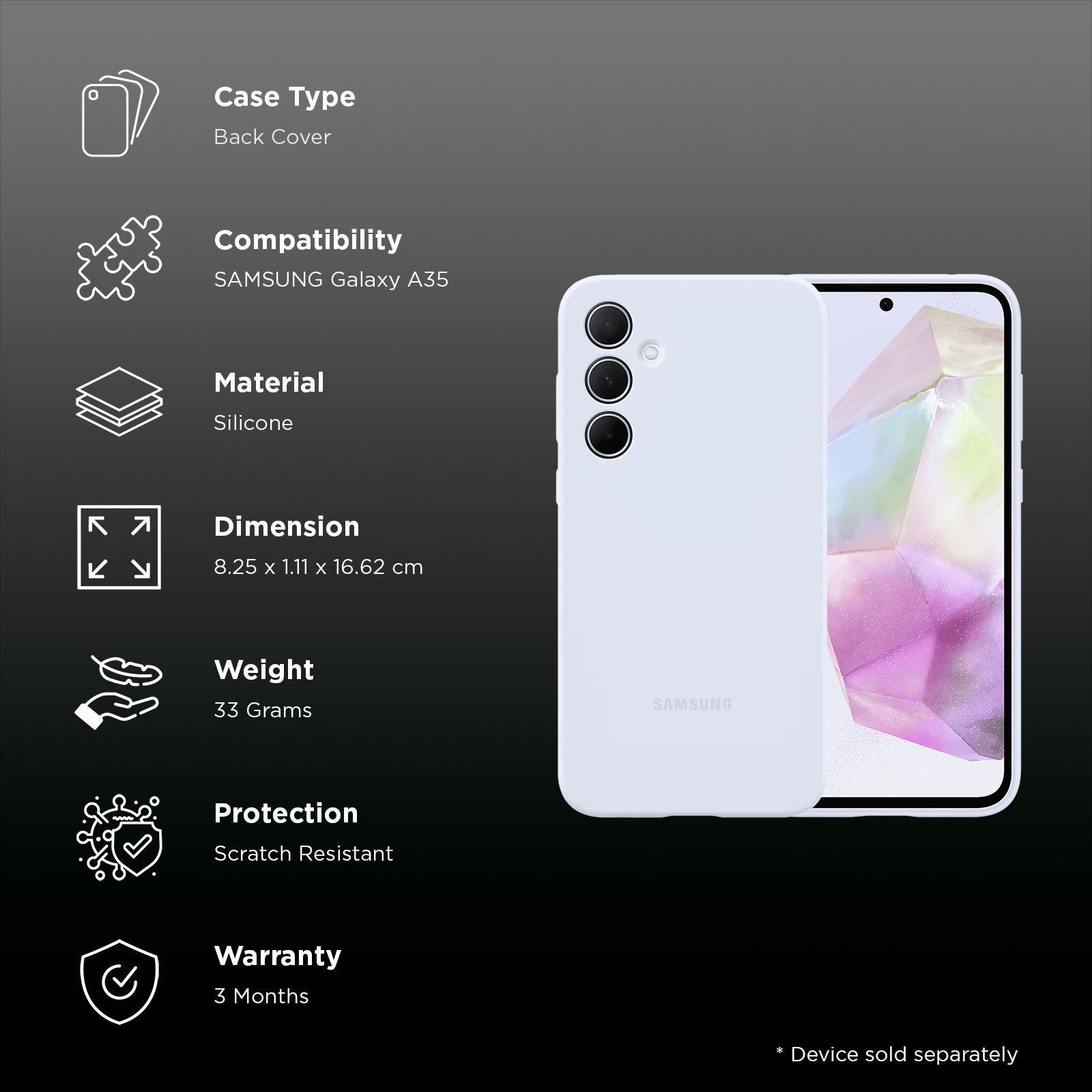 SAMSUNG Soft Silicone Back Cover for SAMSUNG Galaxy A35 5G (Scratch Protection, Light Blue)_2