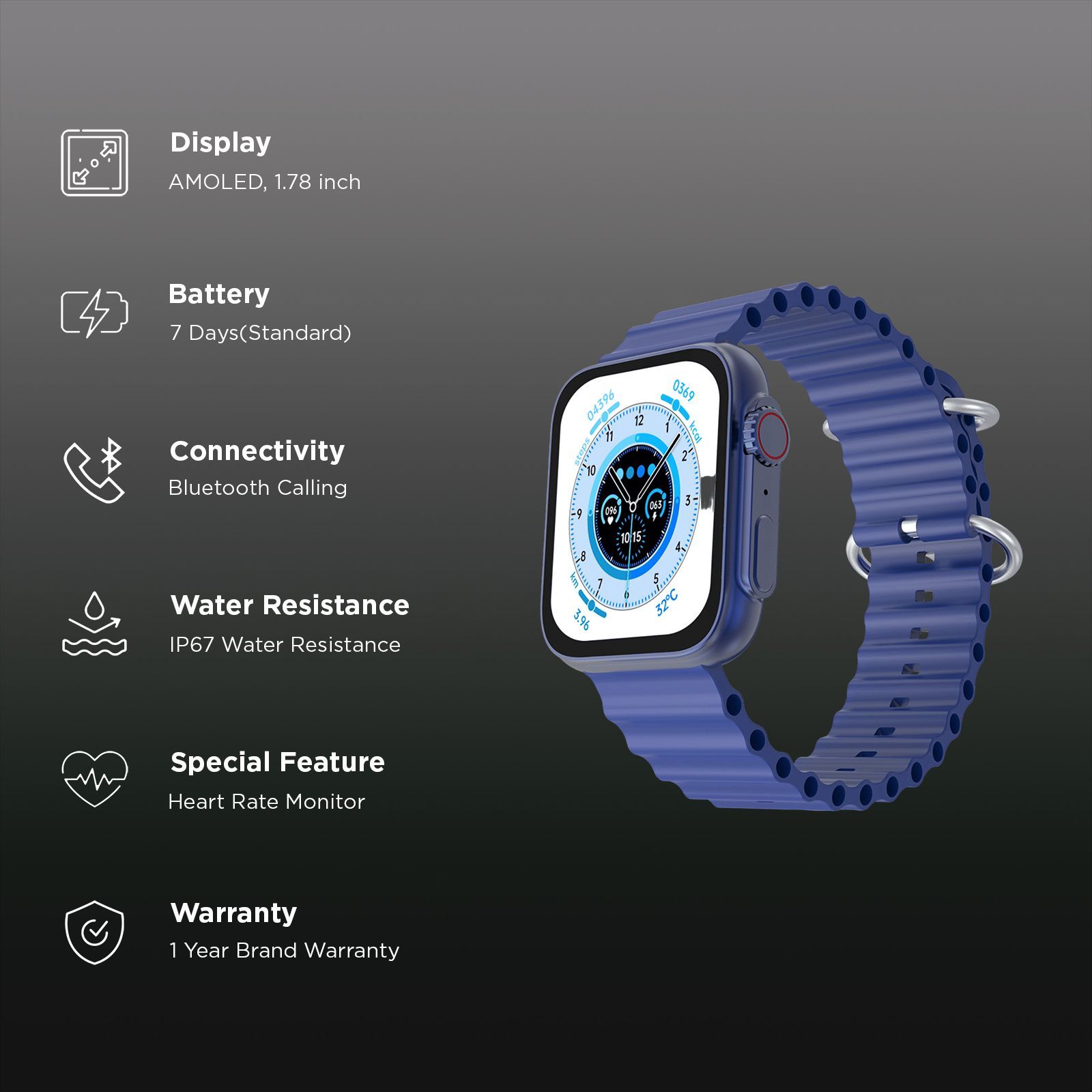FIRE-BOLTT Supernova Smartwatch with Bluetooth Calling (45.2mm AMOLED Display, IP67 Water Resistant, Blue Strap) FIRE-BOLTT Supernova Smartwatch with Bluetooth Calling (45.2mm AMOLED Display, IP67 Water Resistant, Blue Strap)_2