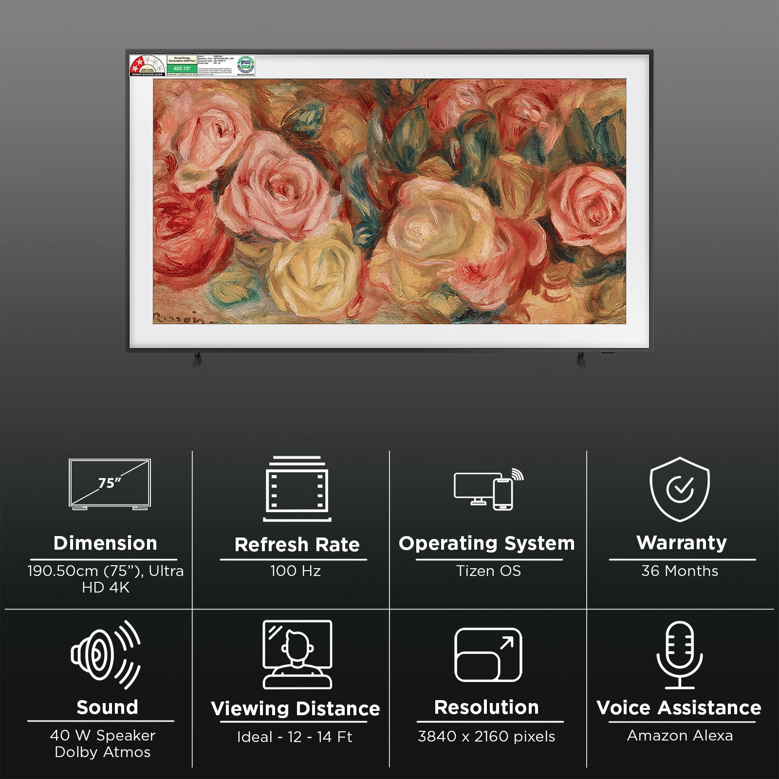 SAMSUNG LS03D 190.5 cm (75 inch) 4K Ultra Smart HD QLED Smart Tizen TV with Dolby Audio Technology (2024 model)_3