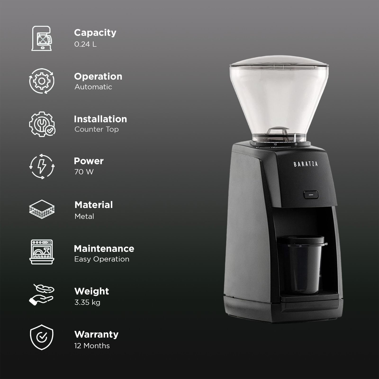 Budan Baratza Encore 70 Watt Automatic Espresso Coffee Maker with Effortless Operation (Black)_3