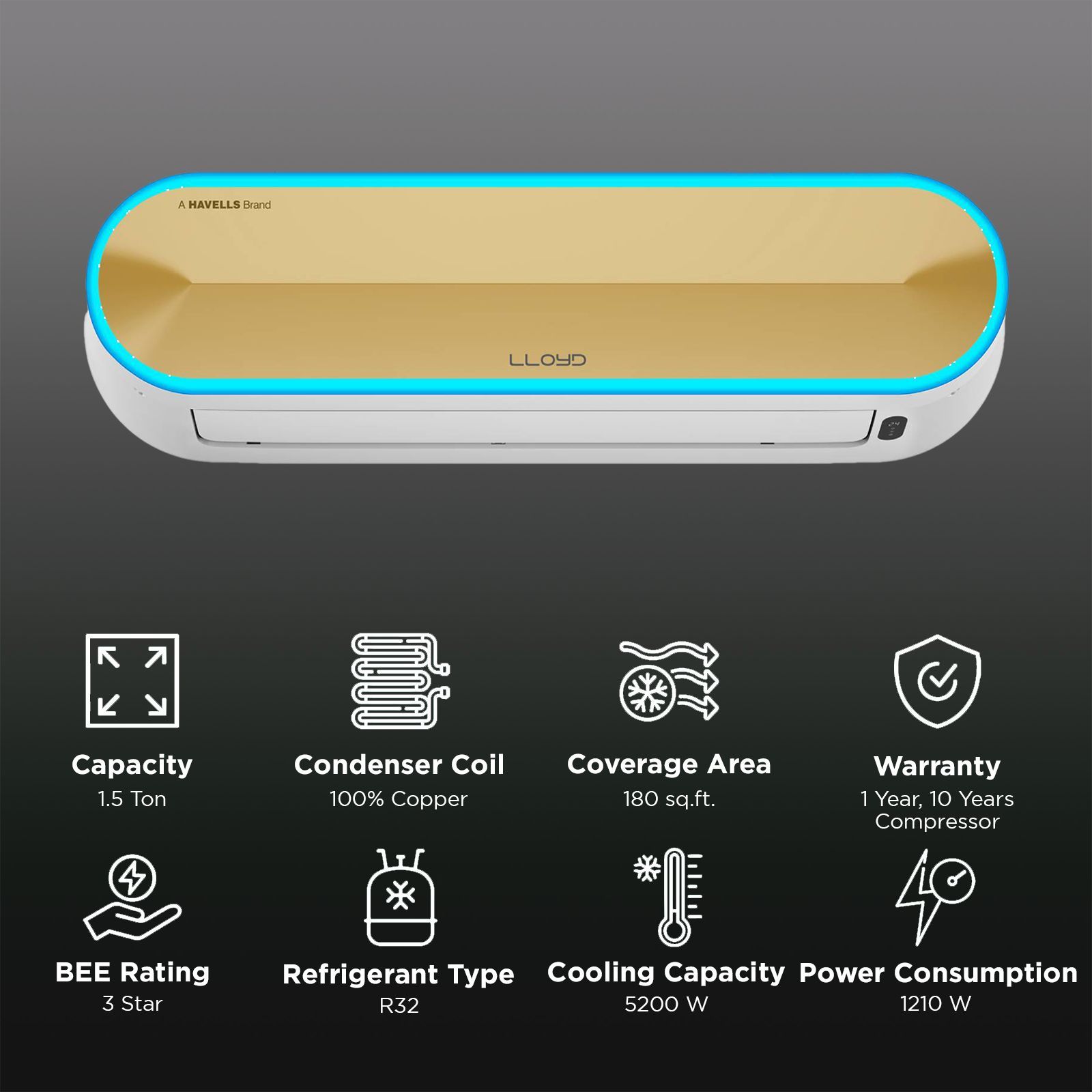 LLOYD Stellar 6 in 1 Convertible 1.5 Ton 5 Star Inverter Split Smart AC with Wi-Fi Supported (Copper Condenser, GLS18V5FWGST) LLOYD Stellar 6 in 1 Convertible 1.5 Ton 5 Star Inverter Split Smart AC with Wi-Fi Supported (Copper Condenser, GLS18V5FWGST)_2