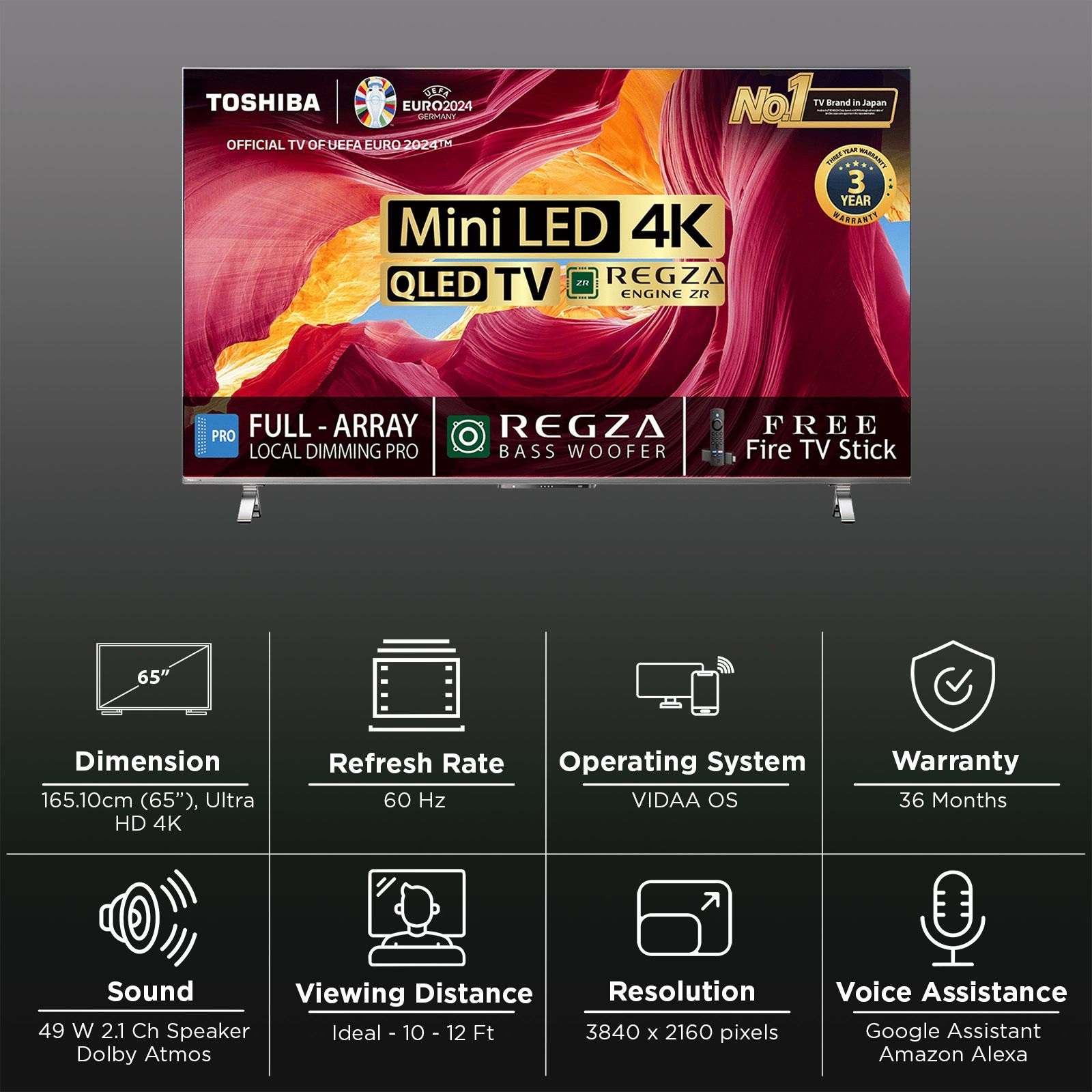 TOSHIBA M650MP 165.1 cm (65 inch) 4K Ultra HD QLED Smart VIDAA TV with Built-in Google Assistant (2023 model) TOSHIBA M650MP 165.1 cm (65 inch) 4K Ultra HD QLED Smart VIDAA TV with Built-in Google Assistant (2023 model)_3