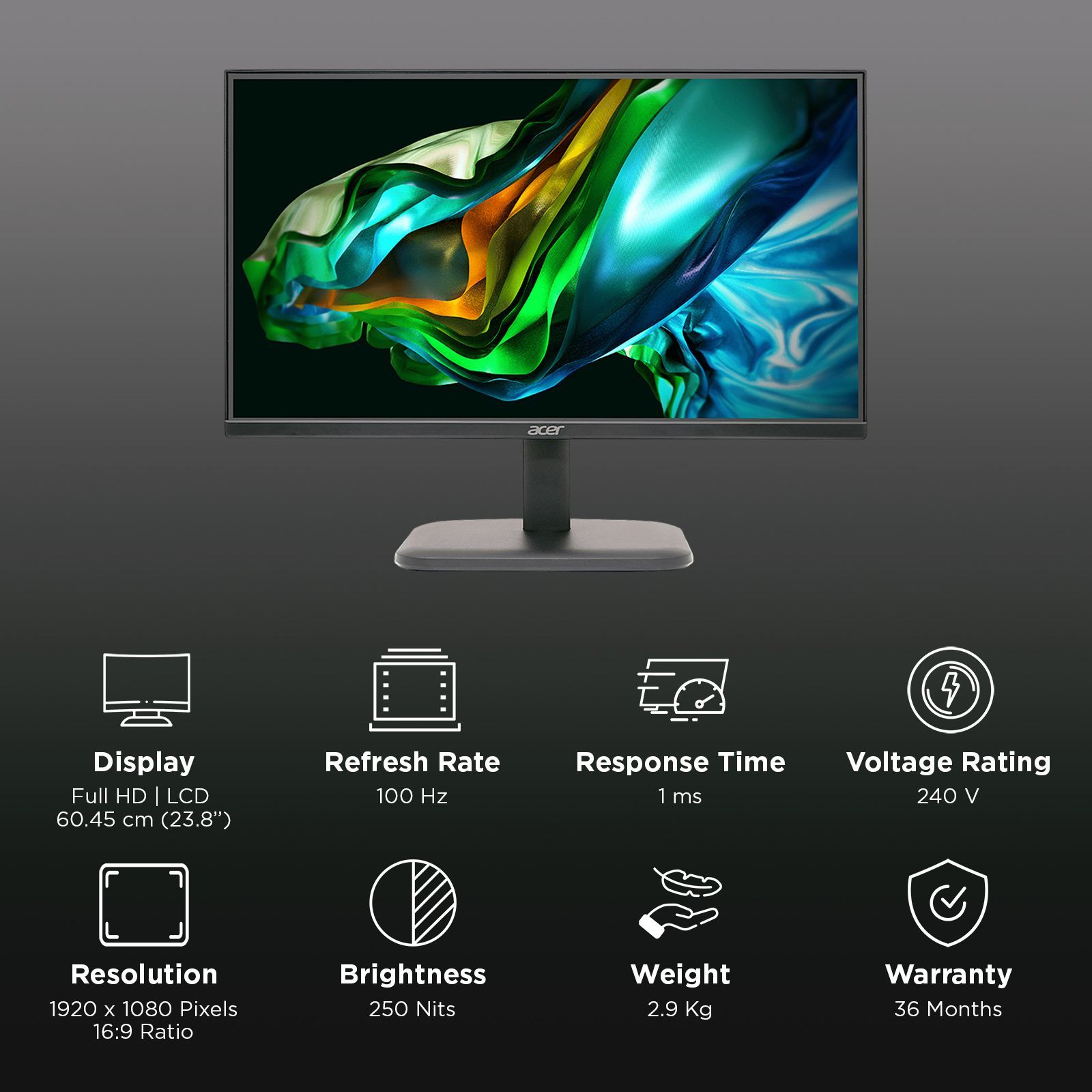 acer EK240Y C 60.5 cm (23.8 inch) Full HD IPS Panel LED-Backlit Gaming Monitor with AMD Free Sync_3