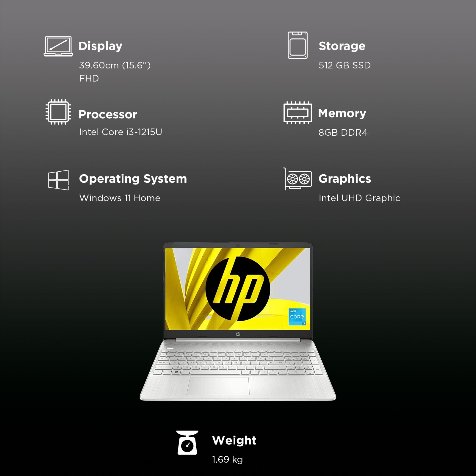 HP 15s-fr5009TU Intel Core i3 12th Gen Laptop (8GB, 512GB SSD, Windows 11 Home, 15.6 inch Full HD Display, MS Office 2021, Natural Silver, 1.69 KG) HP 15s-fr5009TU Intel Core i3 12th Gen Laptop (8GB, 512GB SSD, Windows 11 Home, 15.6 inch Full HD Display, MS Office 2021, Natural Silver, 1.69 KG)_3