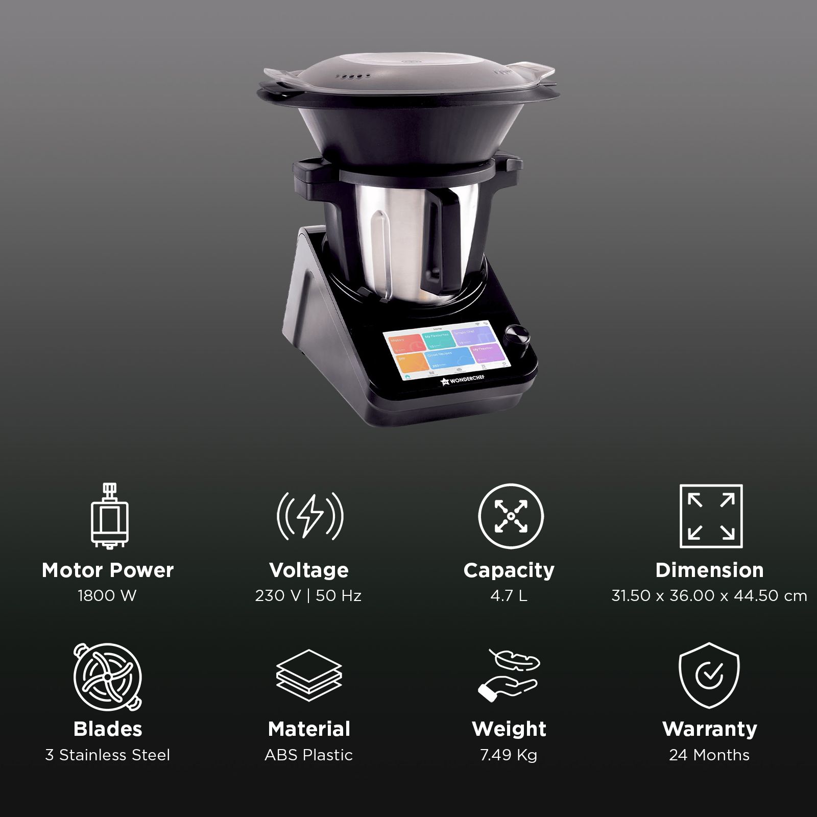 Wonderchef Chef Magic 1800 Watts Food Processors with 3 Blades (Black) Wonderchef Chef Magic 1800 Watts Food Processors with 3 Blades (Black)_3