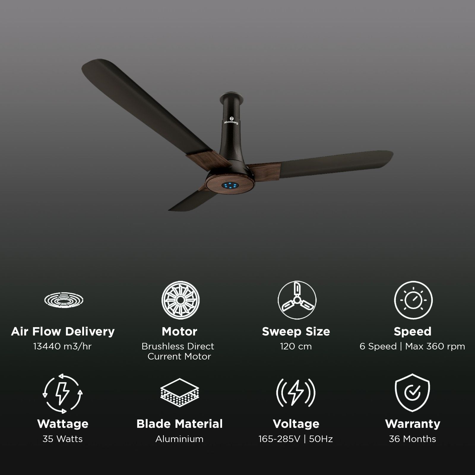 atomberg Studio Smart Plus 5 Star 1200mm 3 Blade BLDC Motor Smart Ceiling Fan with Remote (Boost Mode, Earth Brown) atomberg Studio Smart Plus 5 Star 1200mm 3 Blade BLDC Motor Smart Ceiling Fan with Remote (Boost Mode, Earth Brown)_3