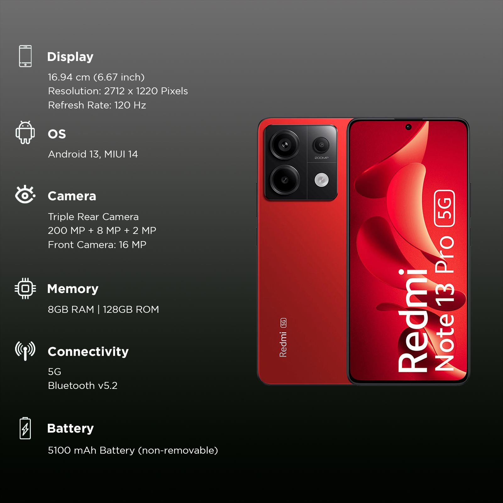 Redmi Note 13 Pro 5G (8GB RAM, 128GB, Scarlet Red)_3