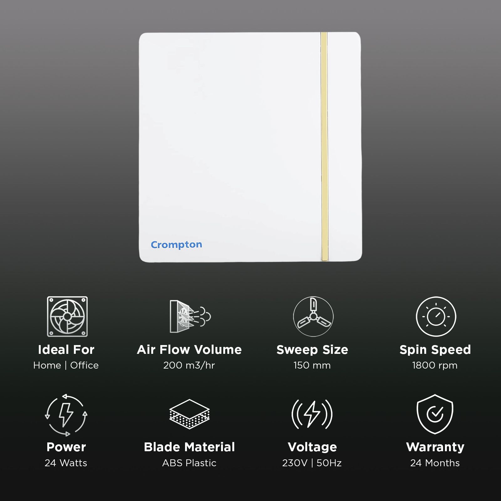 Crompton Mountair New 6 Inch 150mm Exhaust Fan (Silent Operation, White)_3