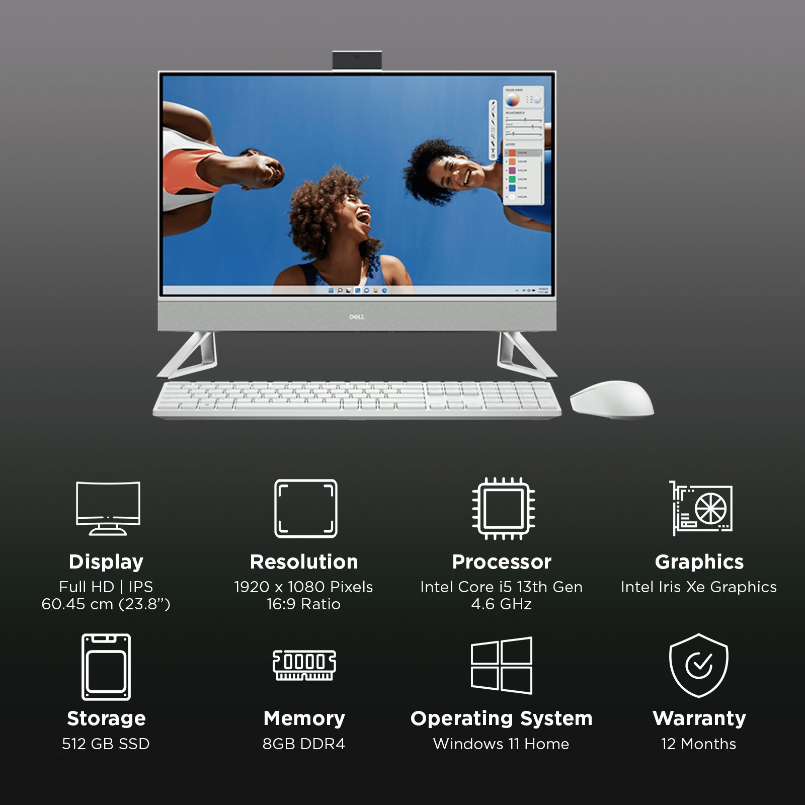 DELL Inspiron 23.8 5430 24 Inch Full HD IPS Display Intel Core i5 13th Gen Windows 11 Home Desktop (8GB, 512GB SSD, Intel Iris Xe)_3