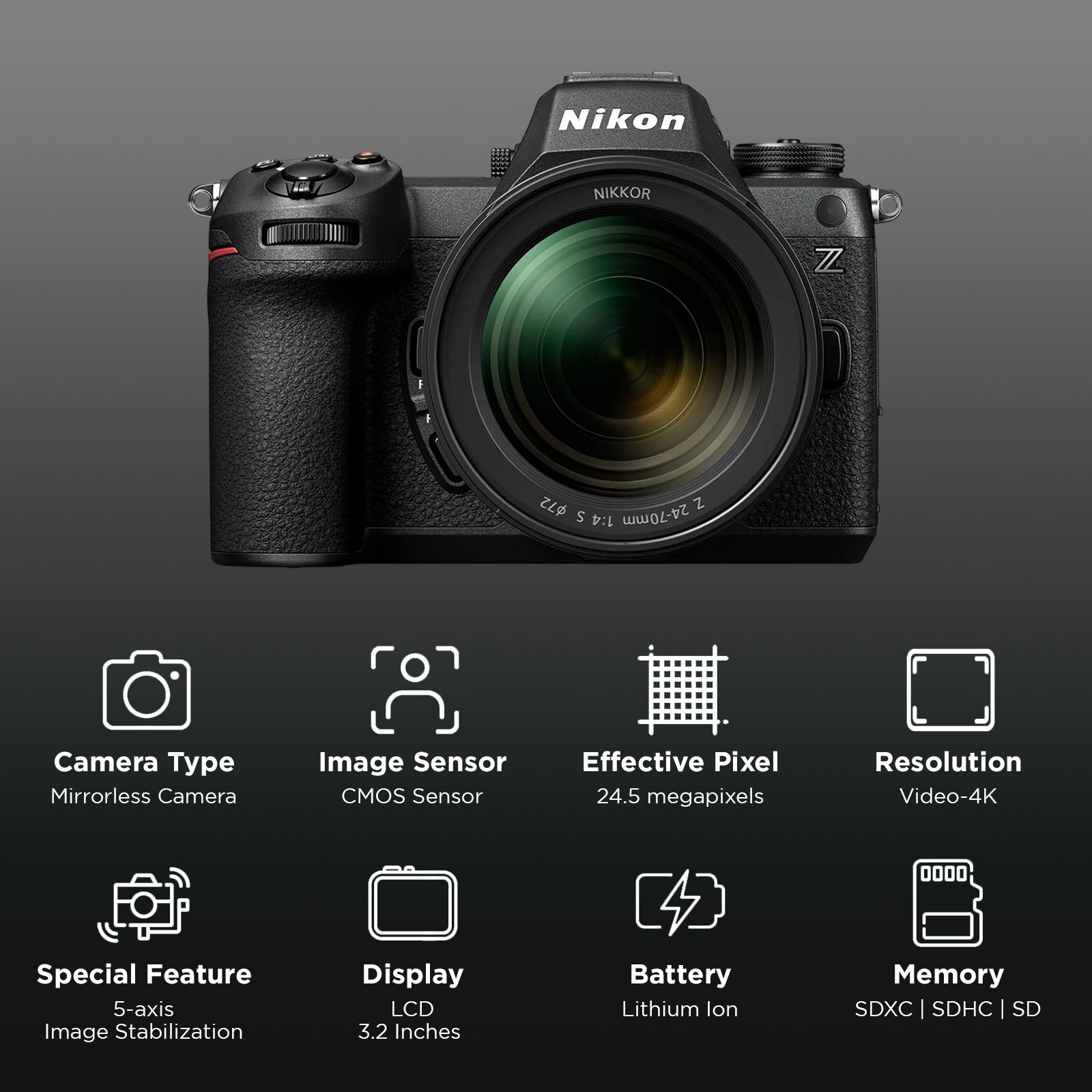 Nikon Z6III 24.5MP Mirrorless Camera (24-70 mm Lens, 35.9 x 23.9 mm Sensor, WiFi Available) Nikon Z6III 24.5MP Mirrorless Camera (24-70 mm Lens, 35.9 x 23.9 mm Sensor, WiFi Available)_2
