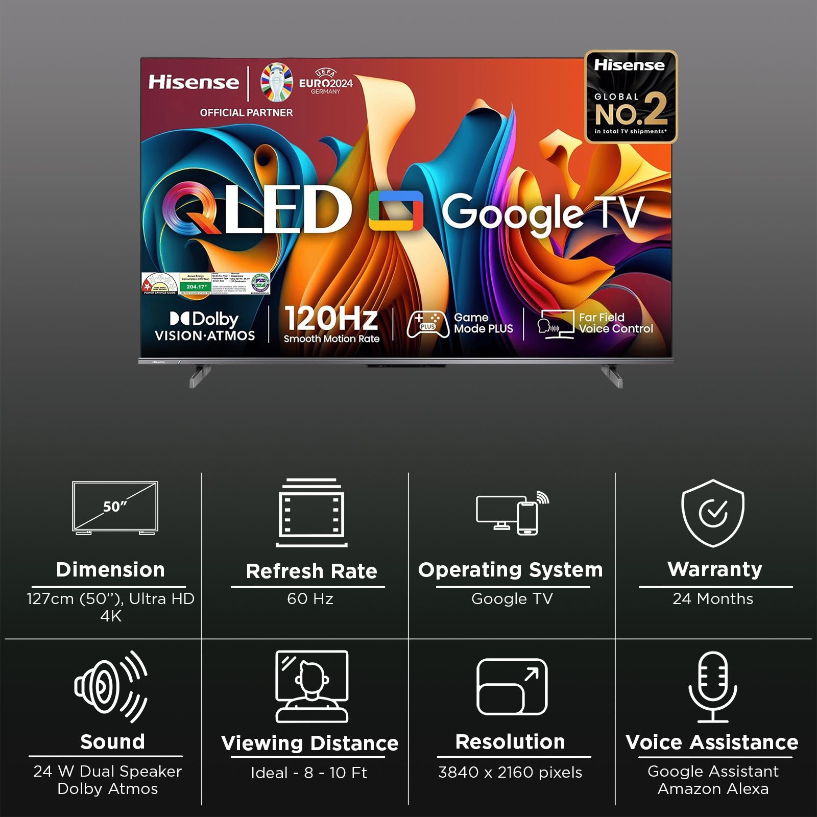 Hisense Q6N 127 cm (50 inch) QLED 4K Ultra HD Smart Google TV with 4K AI Upscaler (2024 model) Hisense Q6N 127 cm (50 inch) QLED 4K Ultra HD Smart Google TV with 4K AI Upscaler (2024 model)_3