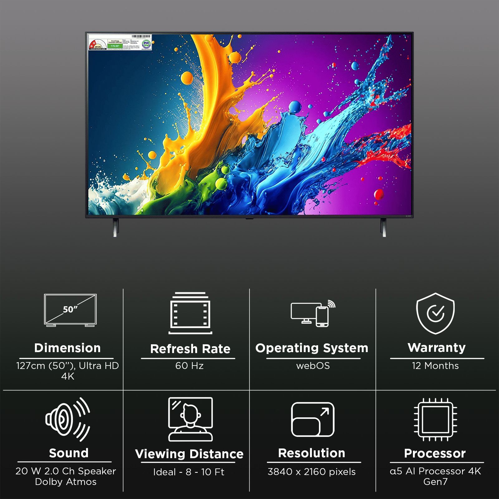 LG QNED82T 127 cm (50 inch) QNED 4K Ultra HD Smart WebOS TV with AI Processor 4K Gen7 (2025 model)_3
