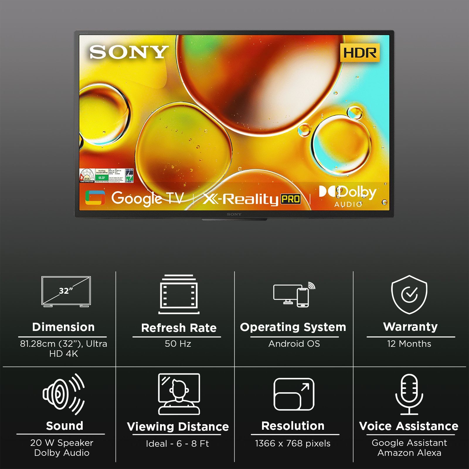 SONY W825 Series 81.28 cm (32 inch) HD Ready LED Smart Android TV with Chromecast Built In (2024 model)_3
