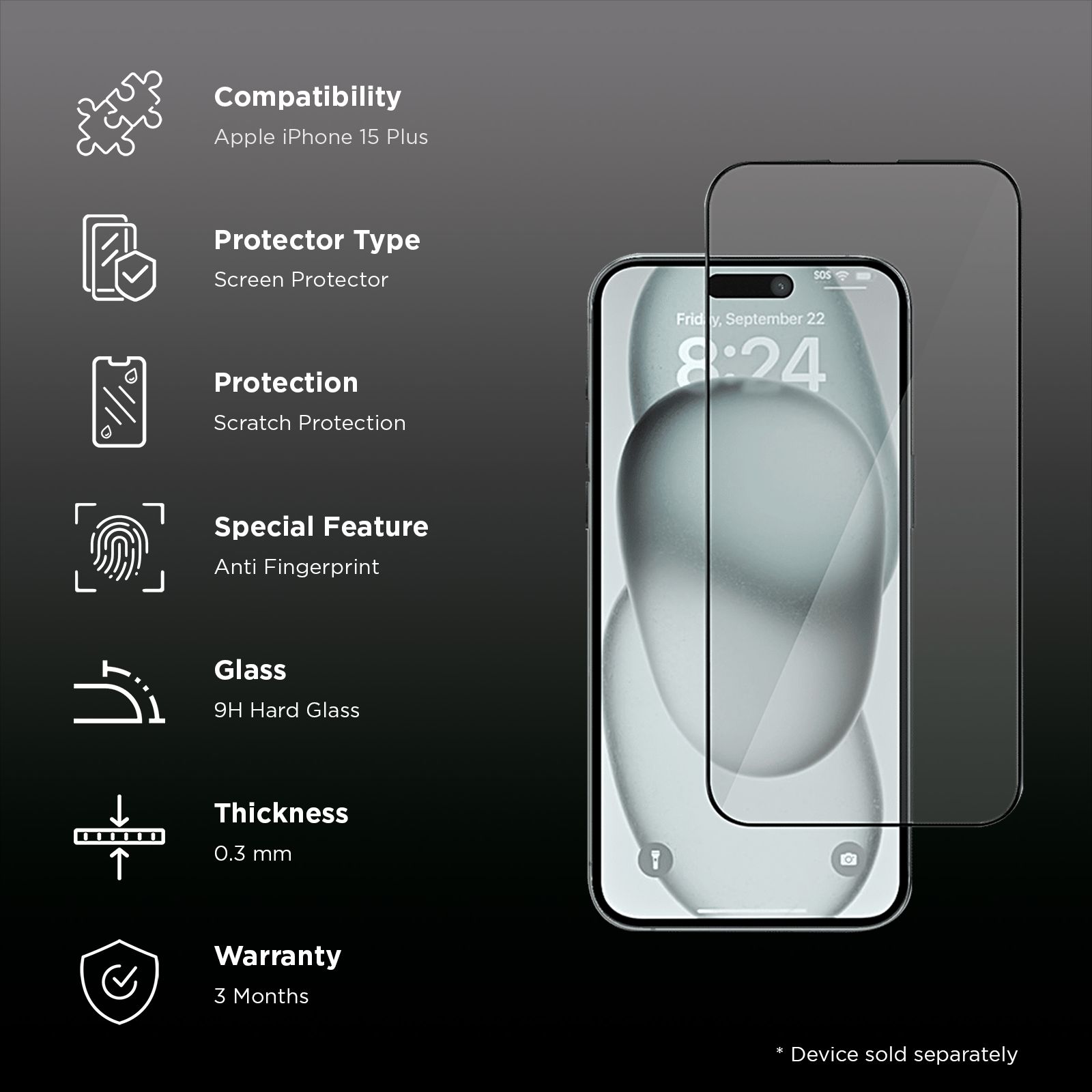 GRIPP 3D Tempered Glass for Apple iPhone 15 Plus (9H Hardness) GRIPP 3D Tempered Glass for Apple iPhone 15 Plus (9H Hardness)_2