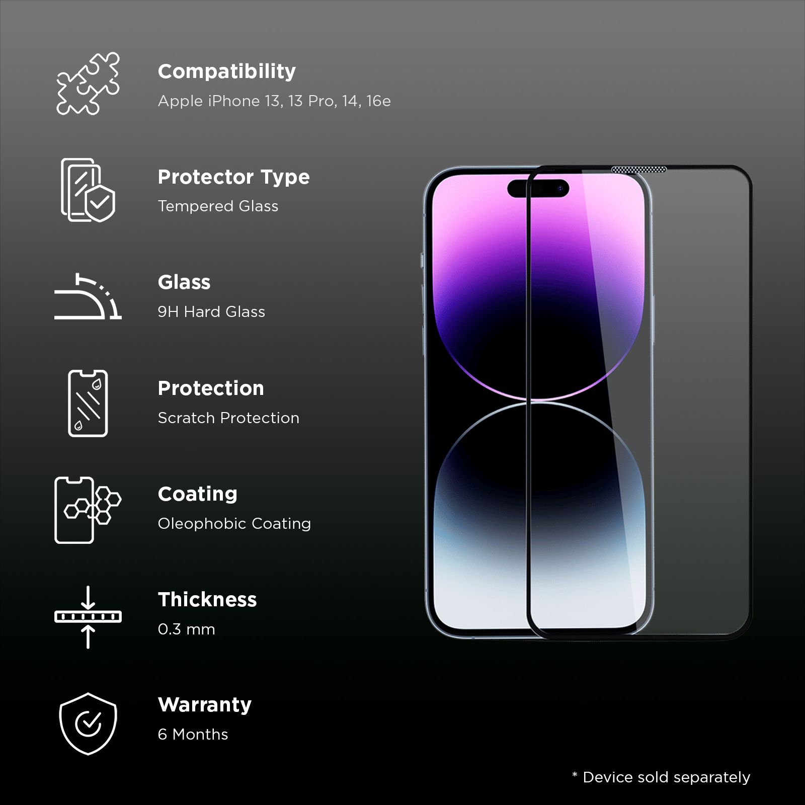 GRIPP 3D Tempered Glass for Apple iPhone 13, 13 Pro (Dust Proof)_3