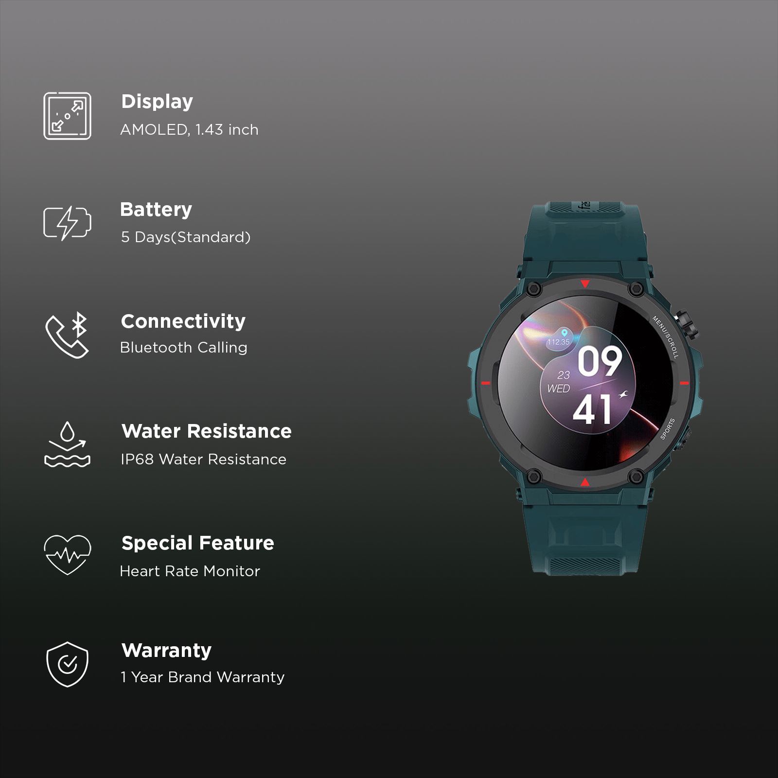 fastrack Xtreme Pro Smartwatch with Bluetooth Calling (36.3mm AMOLED Display, IP68 Water Resistant, Blue Strap)_2