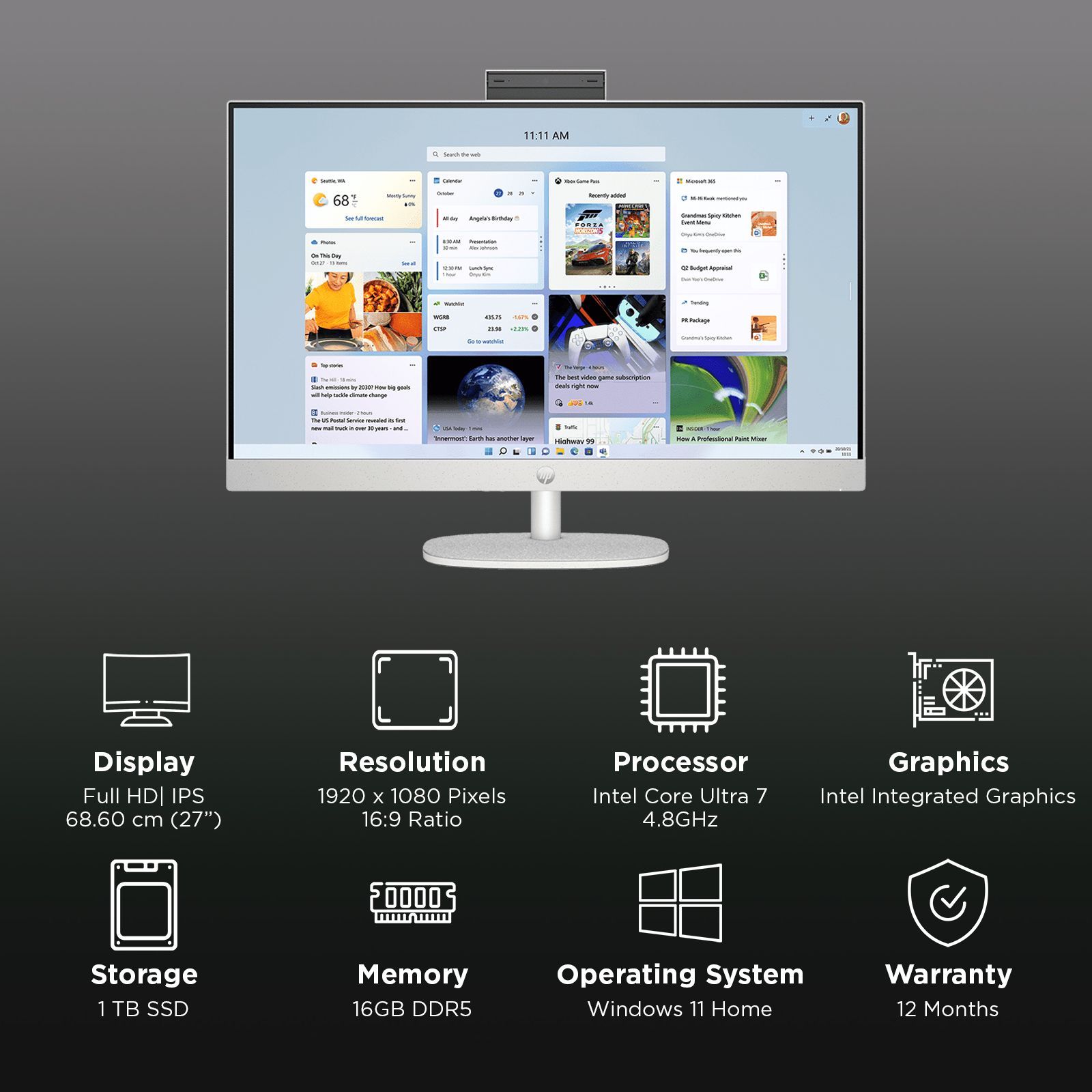HP 27-cr1007in 27 Inch Full HD IPS Display Intel Core Ultra 7 Windows 11 Home Desktop (16GB, 1TB SSD, Intel Integrated) HP 27-cr1007in 27 Inch Full HD IPS Display Intel Core Ultra 7 Windows 11 Home Desktop (16GB, 1TB SSD, Intel Integrated)_3