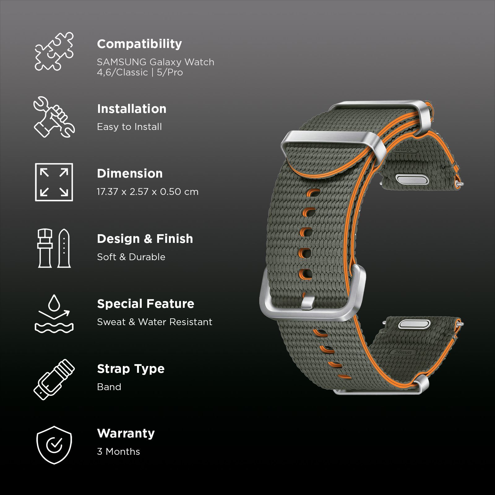 SAMSUNG ET-SOL31LKEGIN HNBR, SUS, Athleisure Band for SAMSUNG Galaxy Watch7, Watch4, Watch4 Classic, Watch5, Watch 5 Pro, Watch6 & Watch6 Classic (M/L) (Effortless Style, Green)_2