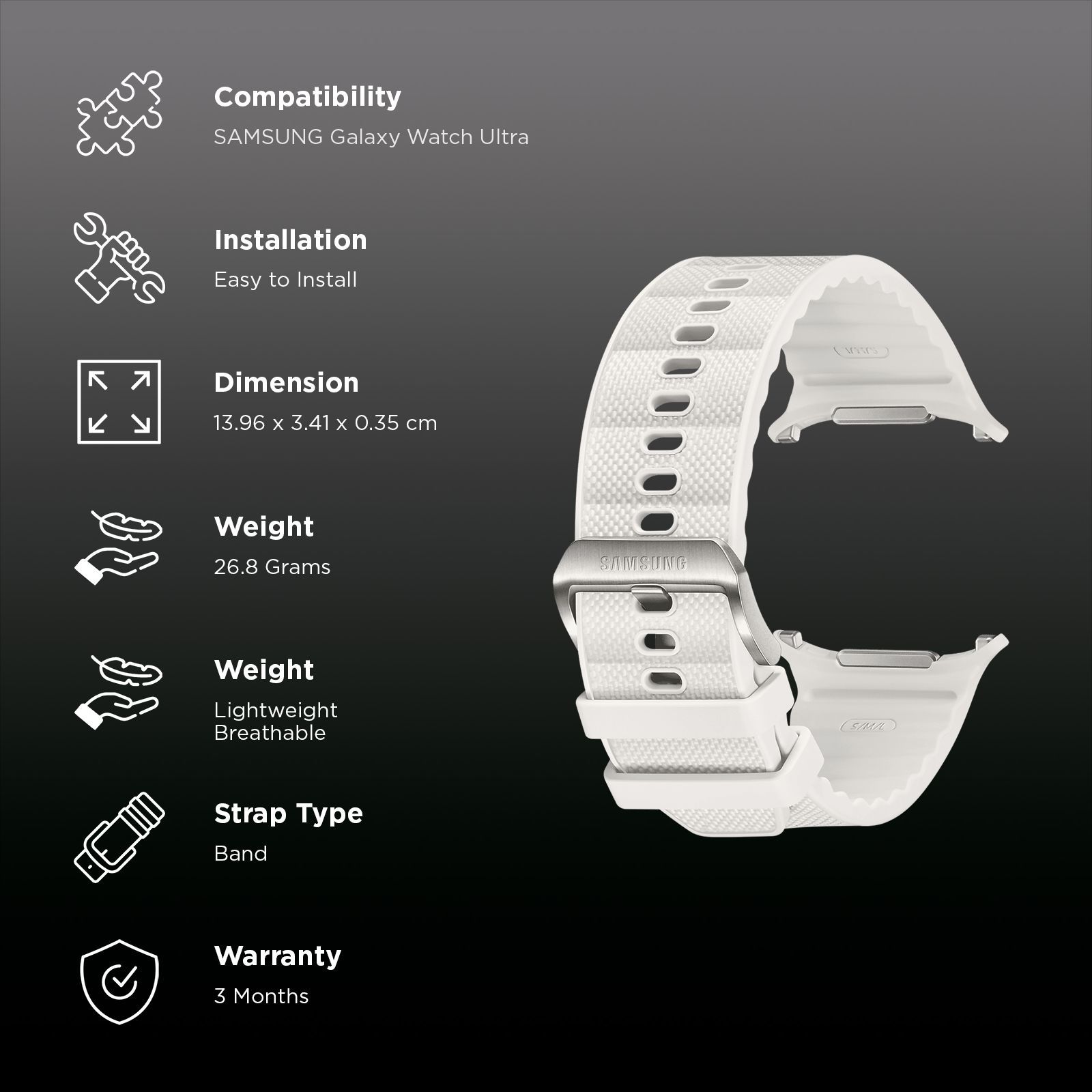 SAMSUNG ET-SBL70MWEGIN HNBR, Nylon, Titanium, SUS Peak Form Band for SAMSUNG Galaxy Watch Ultra (Lugless Design, White Sand)_2