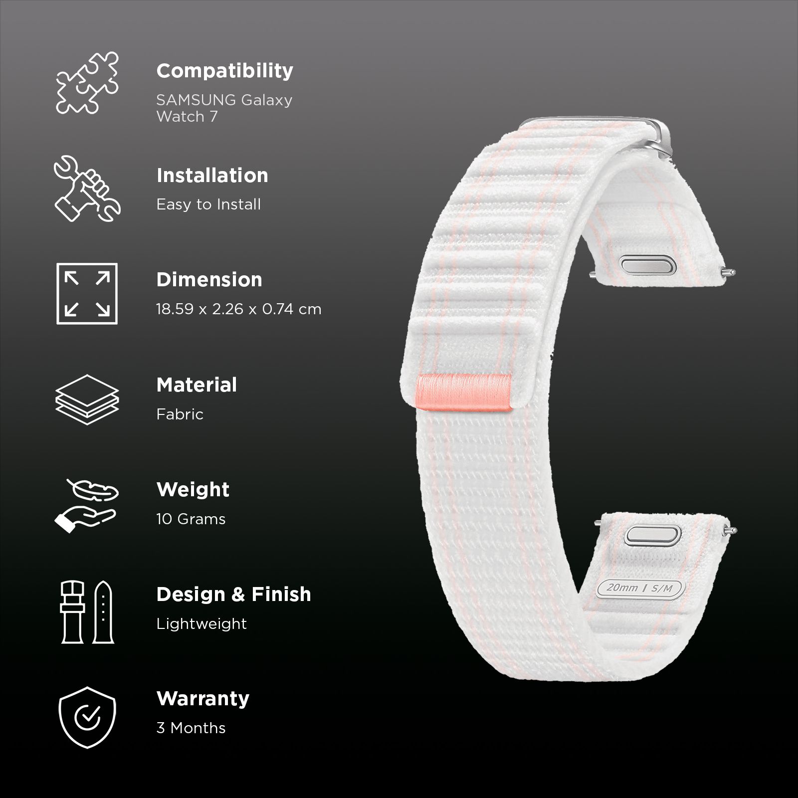 SAMSUNG ET-SVL30SWEGIN Fabric Band for SAMSUNG Galaxy Watch7 (S/M) (Effortless Style, Pink White) SAMSUNG ET-SVL30SWEGIN Fabric Band for SAMSUNG Galaxy Watch7 (S/M) (Effortless Style, Pink White)_2