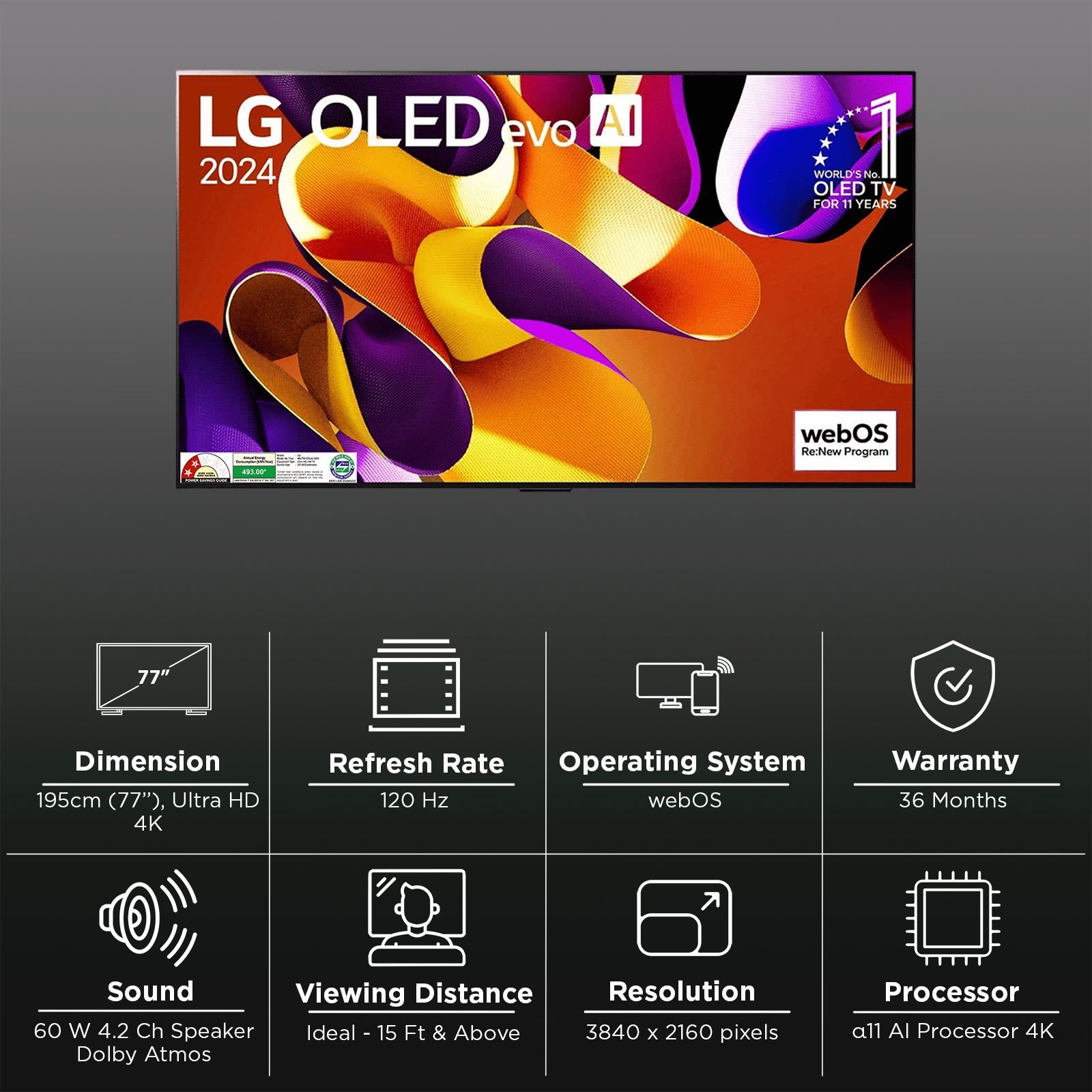 LG evo AI G4 195 cm (77 inch) OLED 4K Ultra HD Smart WebOS TV with Dolby Atmos (2025 model)_3