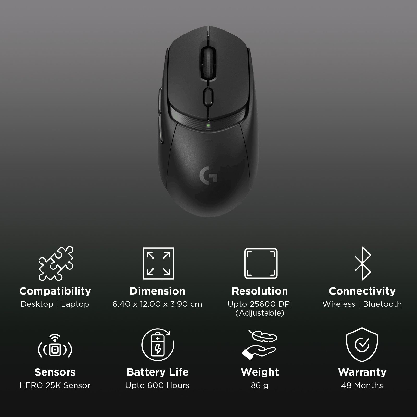 logitech G309 LIGHTSPEED Wireless Optical Gaming Mouse with Customizable Buttons (25600 DPI Adjustable, Mechanical Switch Design, Black)_3