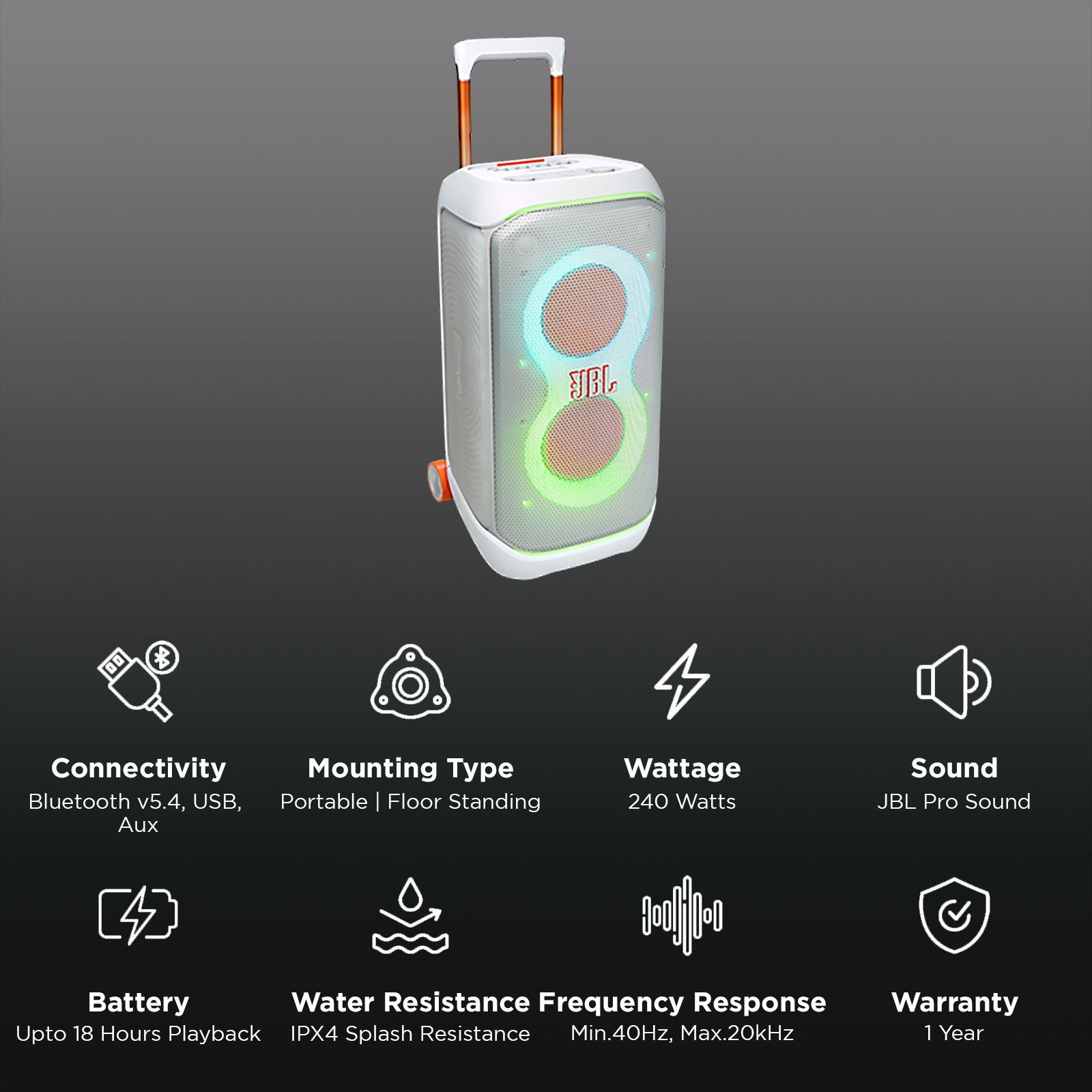 JBL PartyBox Stage 320 240W Bluetooth Party Speaker (AI Sound Boost, White)_3