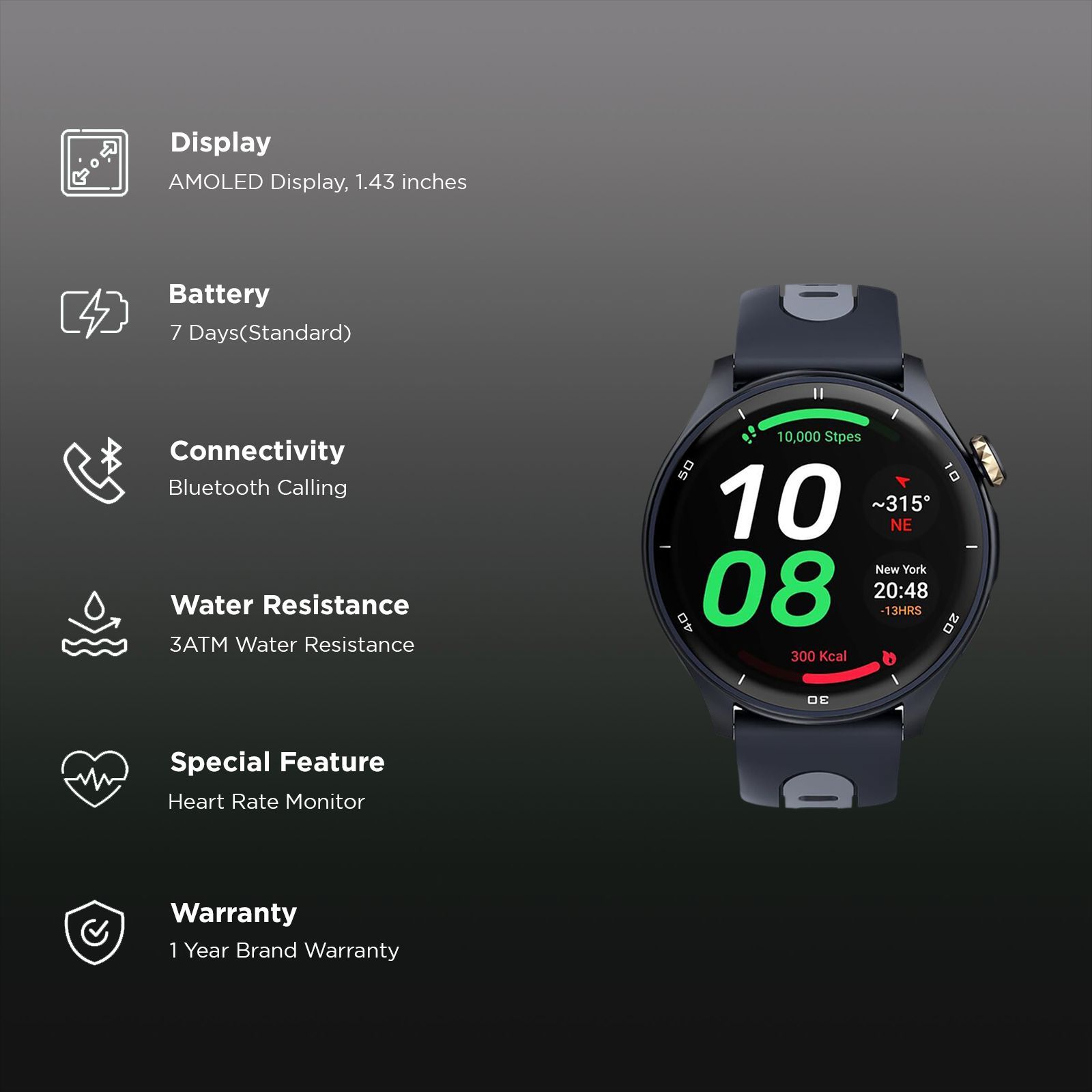 TITAN Celestor Smartwatch with Bluetooth Calling (36mm AMOLED Display, 3ATM Water Resistant, Blue Strap)_2