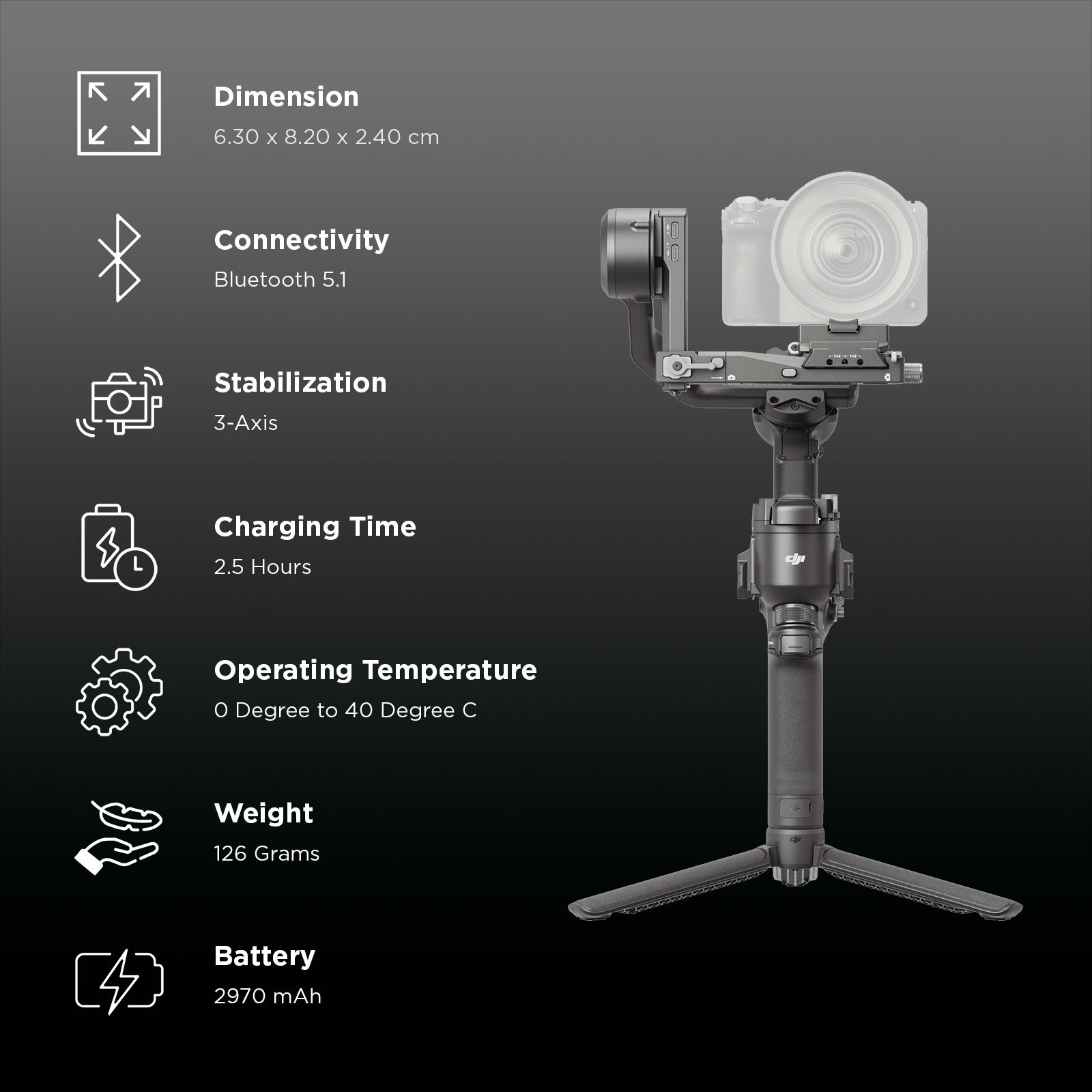 DJI RS 4 3-Axis Gimble for Camera (360 Degree Rotatable, Jet Black) DJI RS 4 3-Axis Gimble for Camera (360 Degree Rotatable, Jet Black)_2
