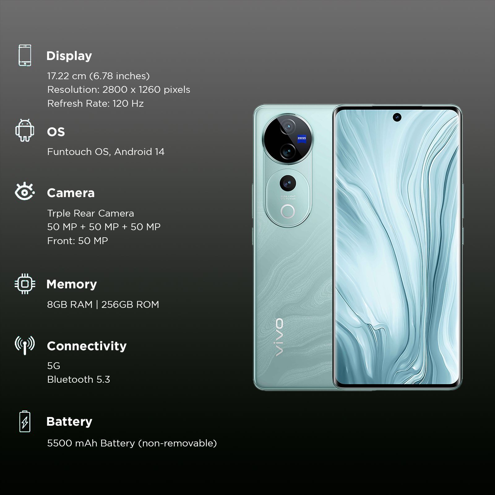 vivo V40 Pro 5G (8GB RAM, 256GB, Ganges Blue)_3