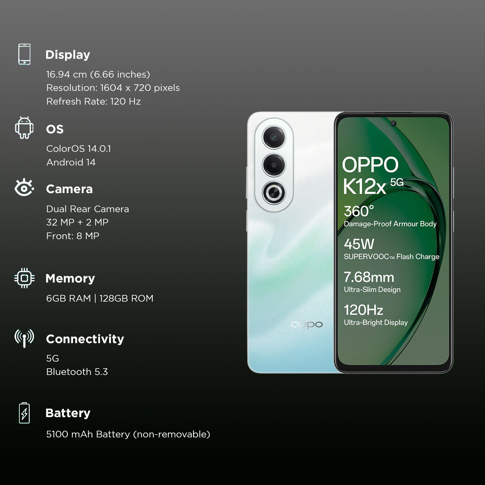 oppo K12x 5G (6GB RAM, 128GB, Breeze Blue)_3