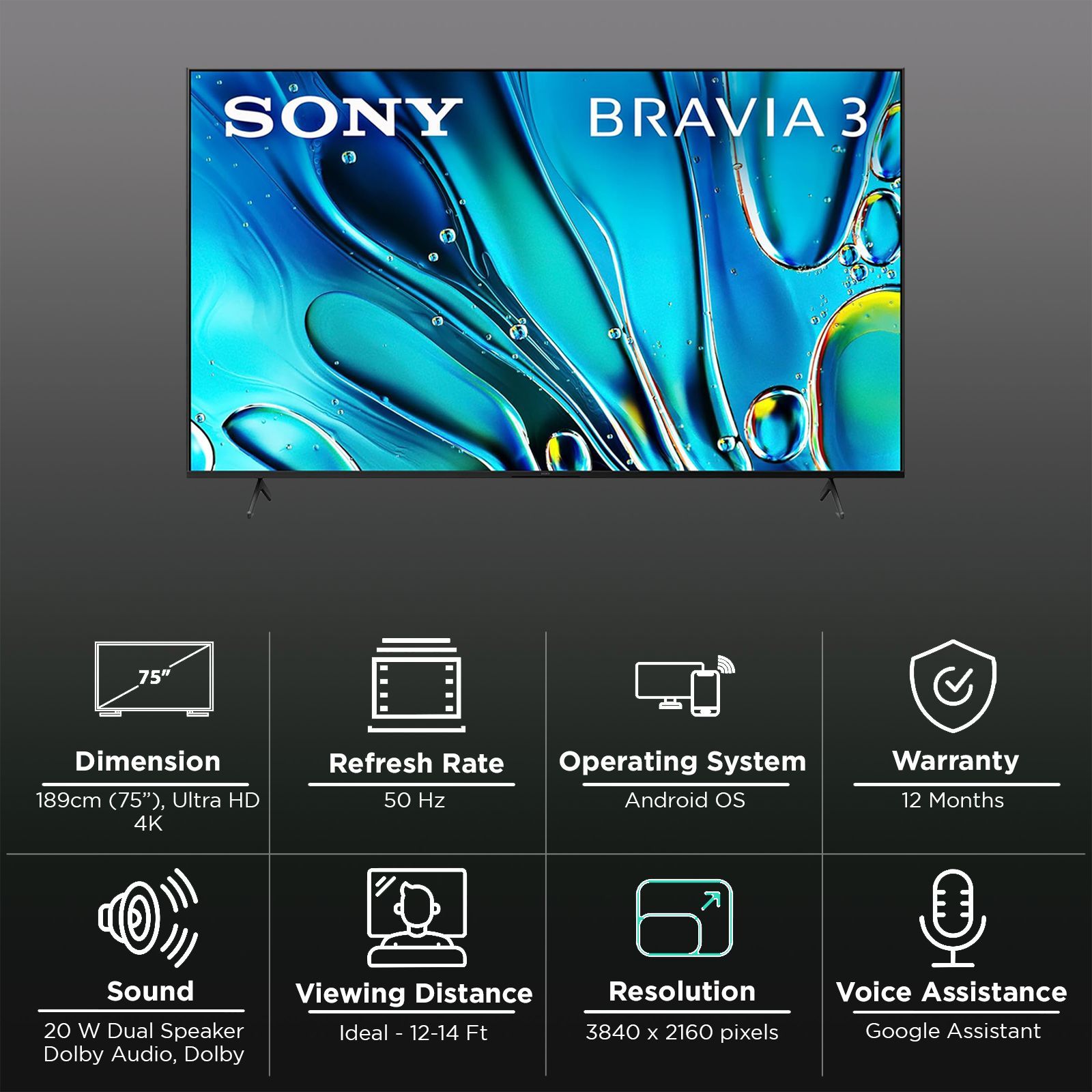 SONY BRAVIA 3 190.5 cm (75 inch) LCD 4K Ultra HD Smart Android TV with Dolby Vision & Dolby Atmos (2024 model)_3