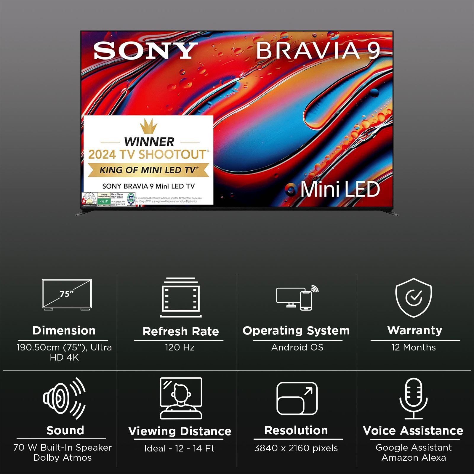 SONY BRAVIA 9 190.5 cm (75 inch) LED 4K Ultra HD Mini Smart Android TV with Dolby Vision & Dolby Atmos (2024 model)_3