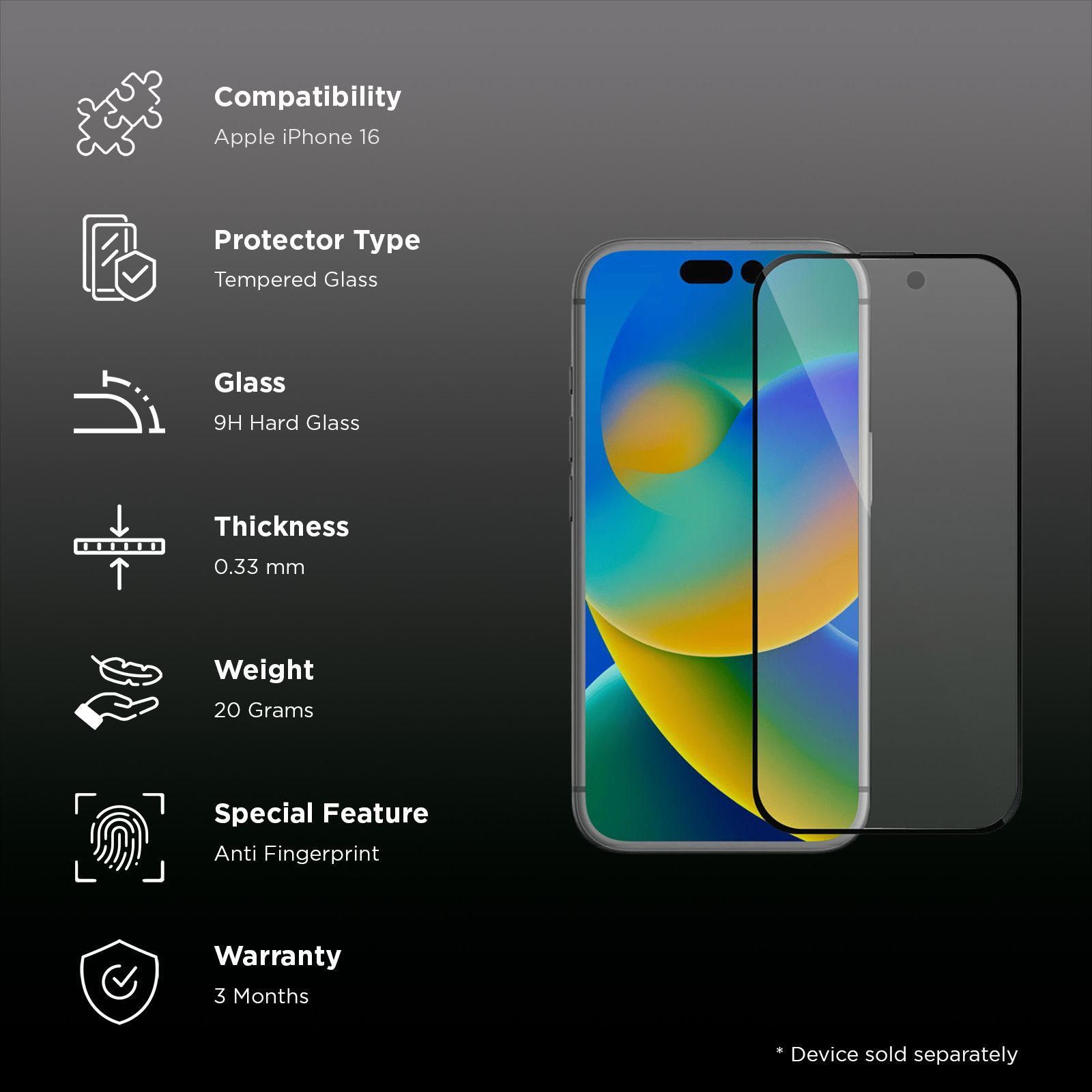 GRIPP 3D Tempered Glass for Apple iPhone 16 (Dust Proof) GRIPP 3D Tempered Glass for Apple iPhone 16 (Dust Proof)_3