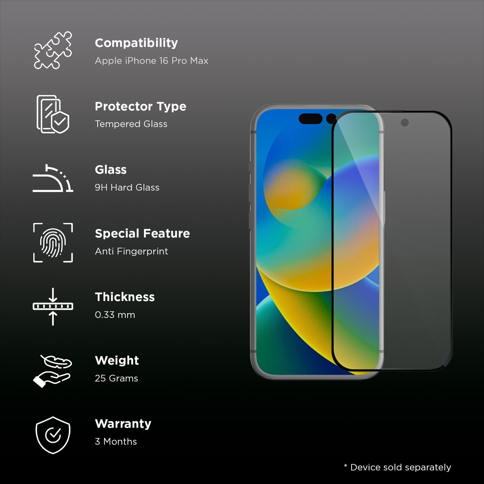 GRIPP 3D Tempered Glass for Apple iPhone 16 Pro Max (Dust Proof) GRIPP 3D Tempered Glass for Apple iPhone 16 Pro Max (Dust Proof)_3