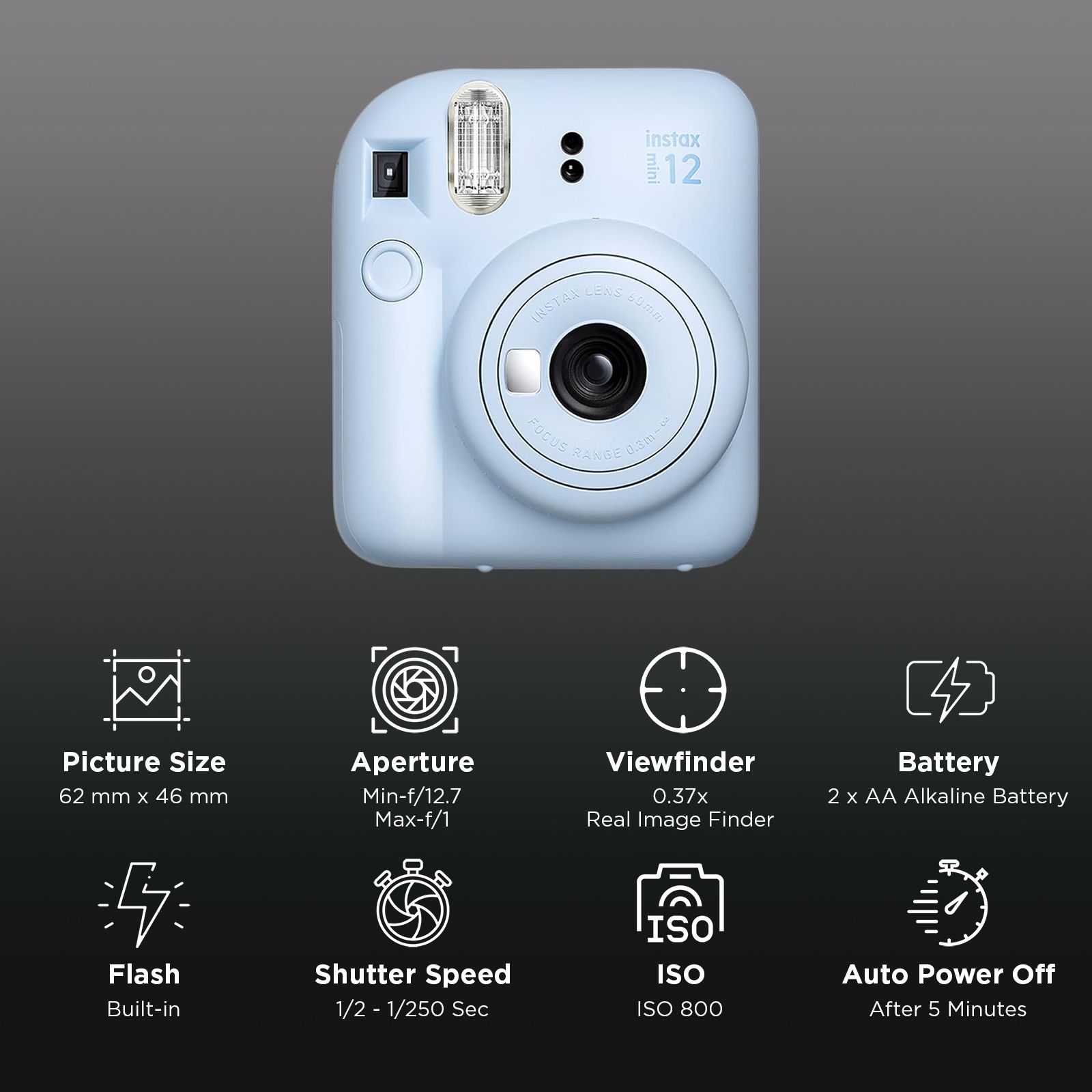 FUJIFILM Instax Mini 12 Moments Box Instant Camera with 20 Shots (Pastel Blue) FUJIFILM Instax Mini 12 Moments Box Instant Camera with 20 Shots (Pastel Blue)_2