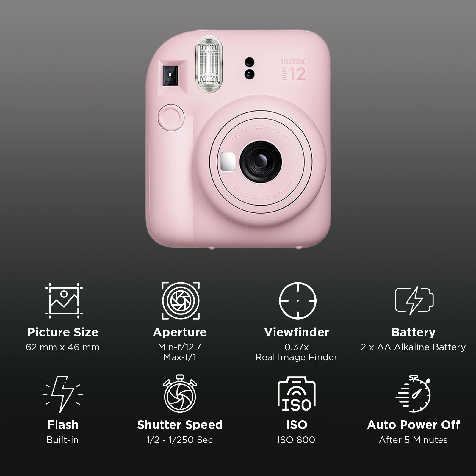 FUJIFILM Instax Mini 12 Delight Box Instant Camera with 10 Shots (Blossom Pink)_2