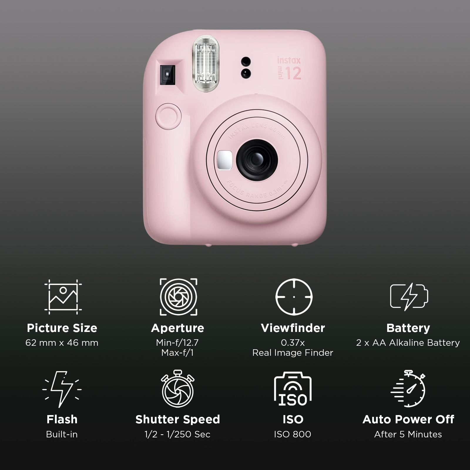 FUJIFILM Instax Mini 12 Mega Pack Instant Camera with 40 Shots (Blossom Pink) FUJIFILM Instax Mini 12 Mega Pack Instant Camera with 40 Shots (Blossom Pink)_2