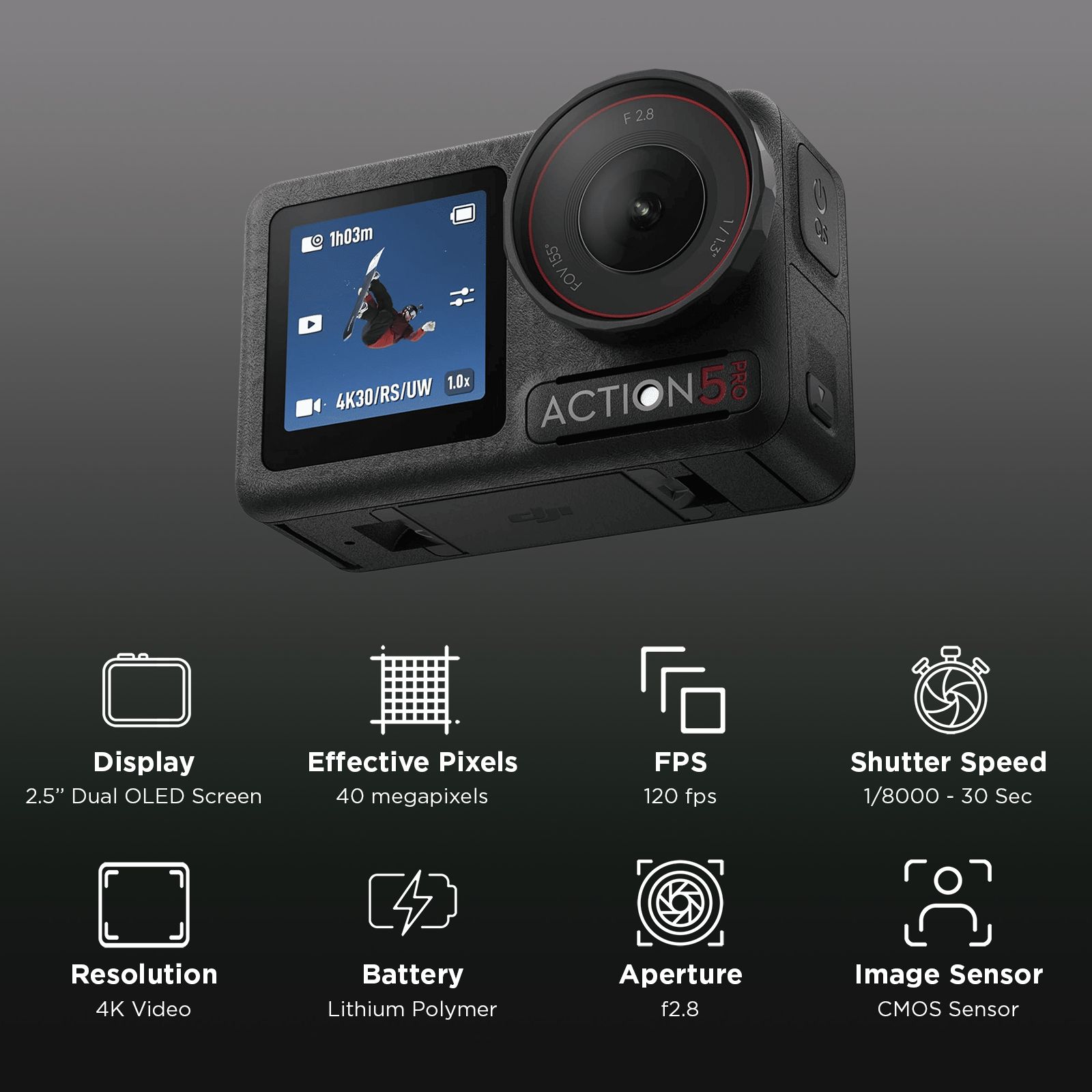 DJI Osmo Action 5 Pro 4K and 40MP 120 FPS Waterproof Sports Action Camera with CMOS Sensor (Black) DJI Osmo Action 5 Pro 4K and 40MP 120 FPS Waterproof Sports Action Camera with CMOS Sensor (Black)_2