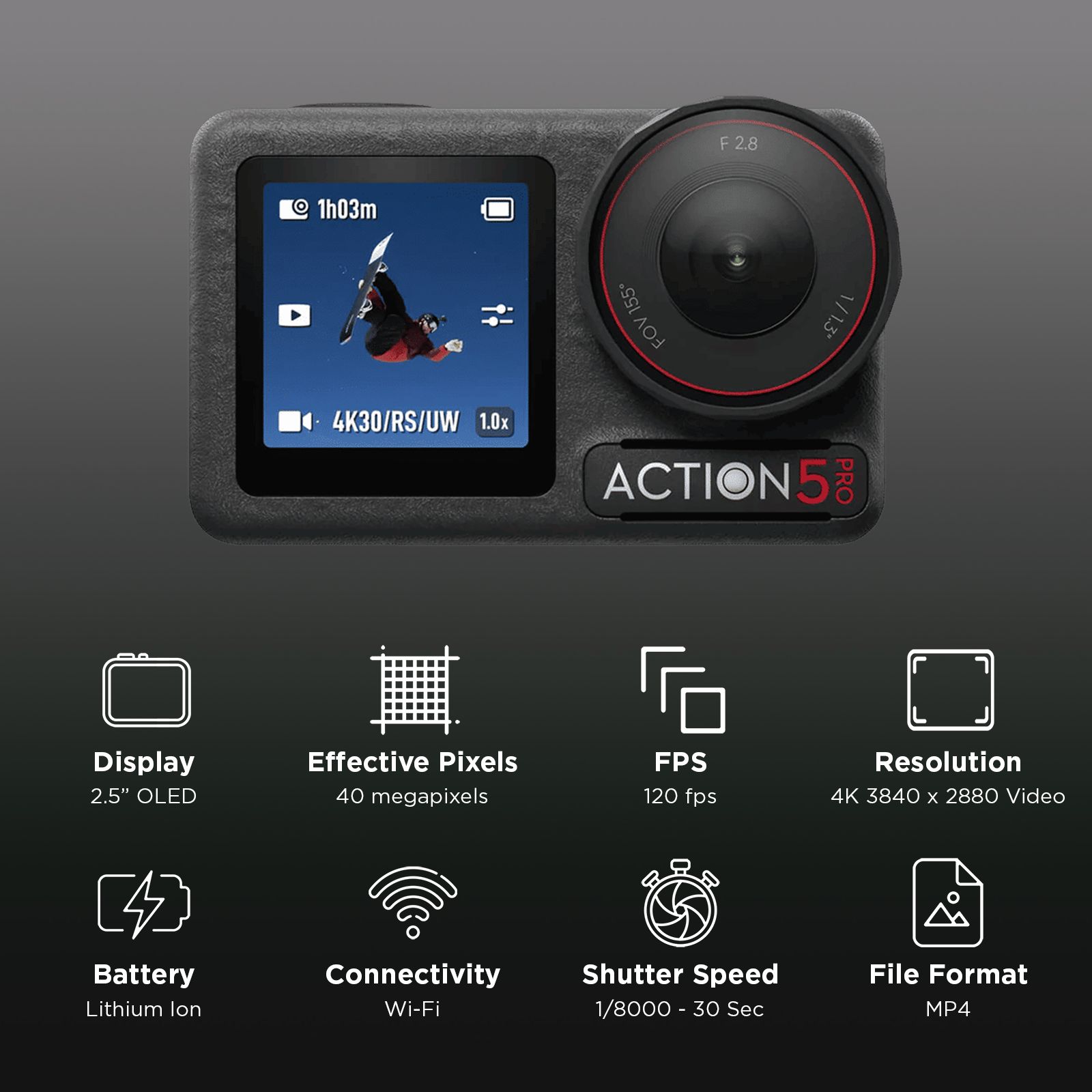 DJI Osmo Action 5 Pro Adventure Combo 4K and 40MP 120 FPS Sports Action Camera with CMOS Sensor (Black)_2