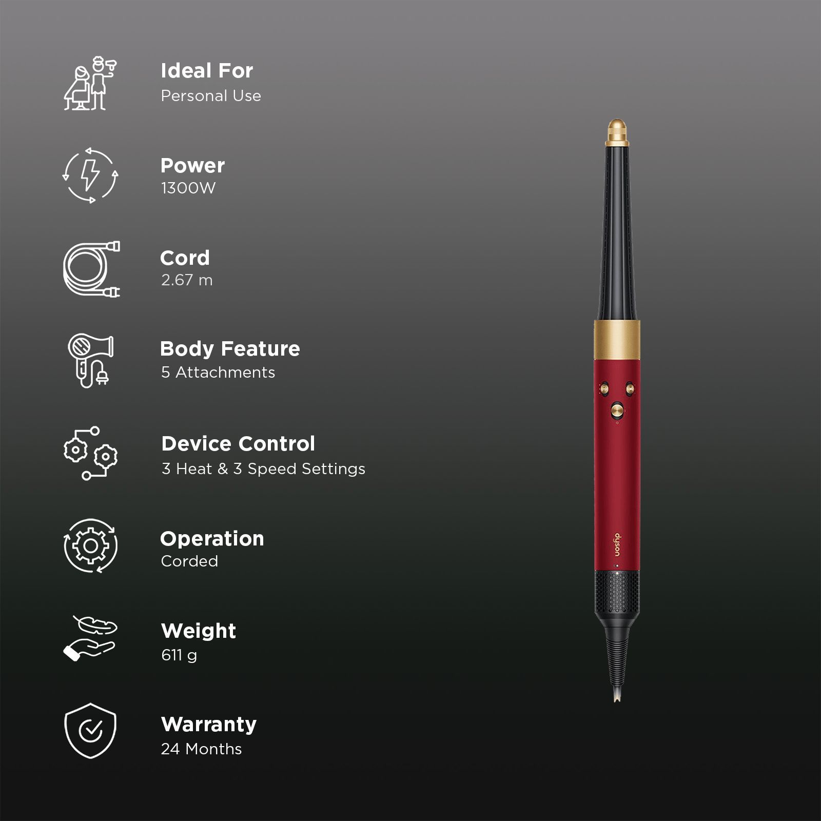 dyson Airwrap id 2-in-1 Multi Styler and dryer with Bluetooth Supported (Red Velvet and Gold) dyson Airwrap id 2-in-1 Multi Styler and dryer with Bluetooth Supported (Red Velvet and Gold)_3