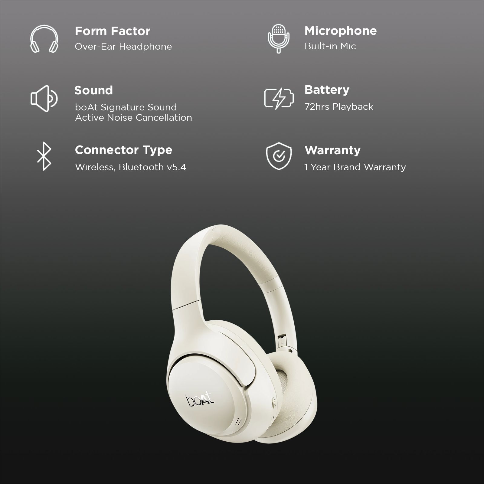 boAt Rockerz 551 ANC Pro Bluetooth Headphone with Mic (Active Noise Cancellation, Over Ear, Hazel Beige)_2