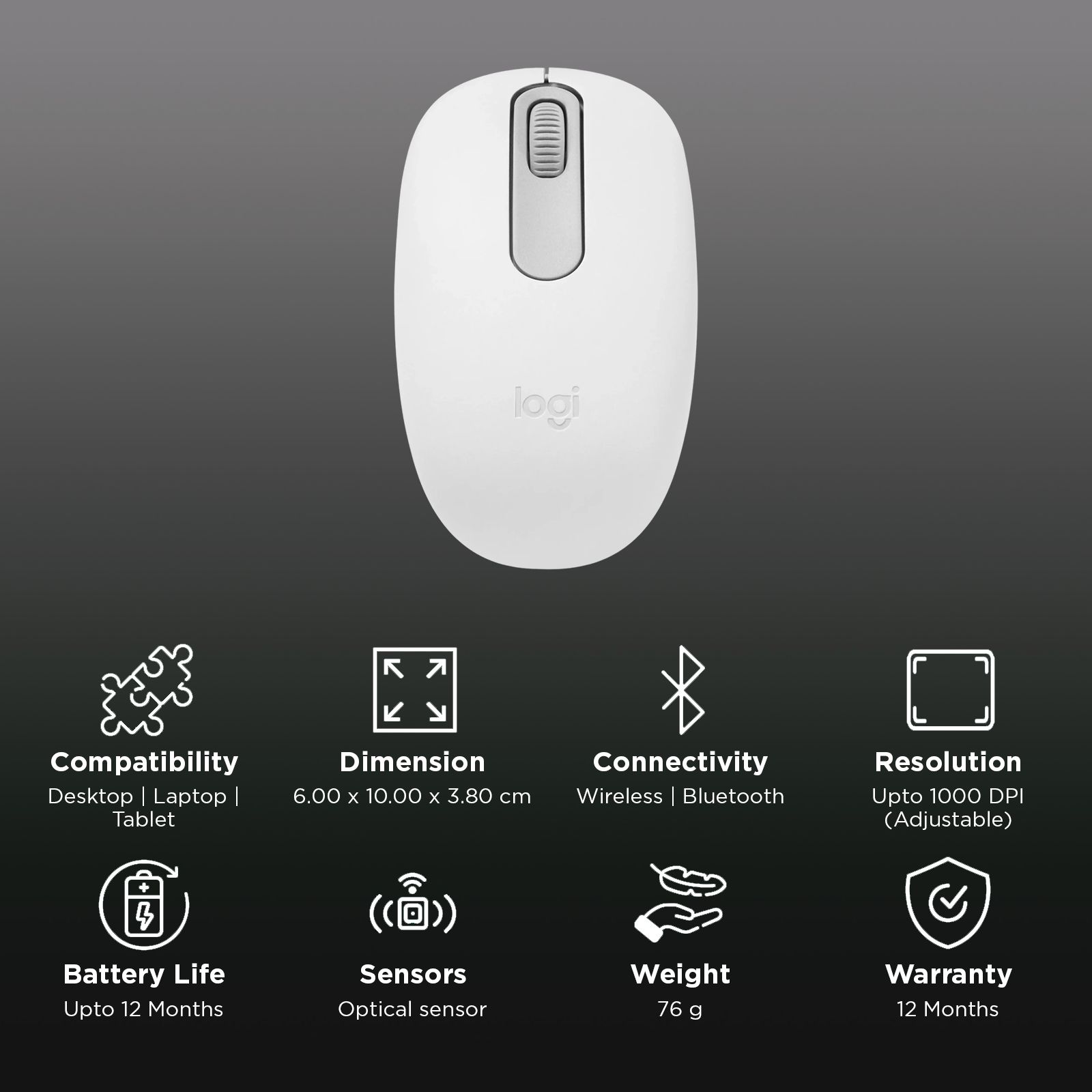 logitech M196 Bluetooth Wireless Optical Performance Mouse with Line-by-Line Scrolling (1000 DPI, Bluetooth Low Energy Technology, Off White)_2